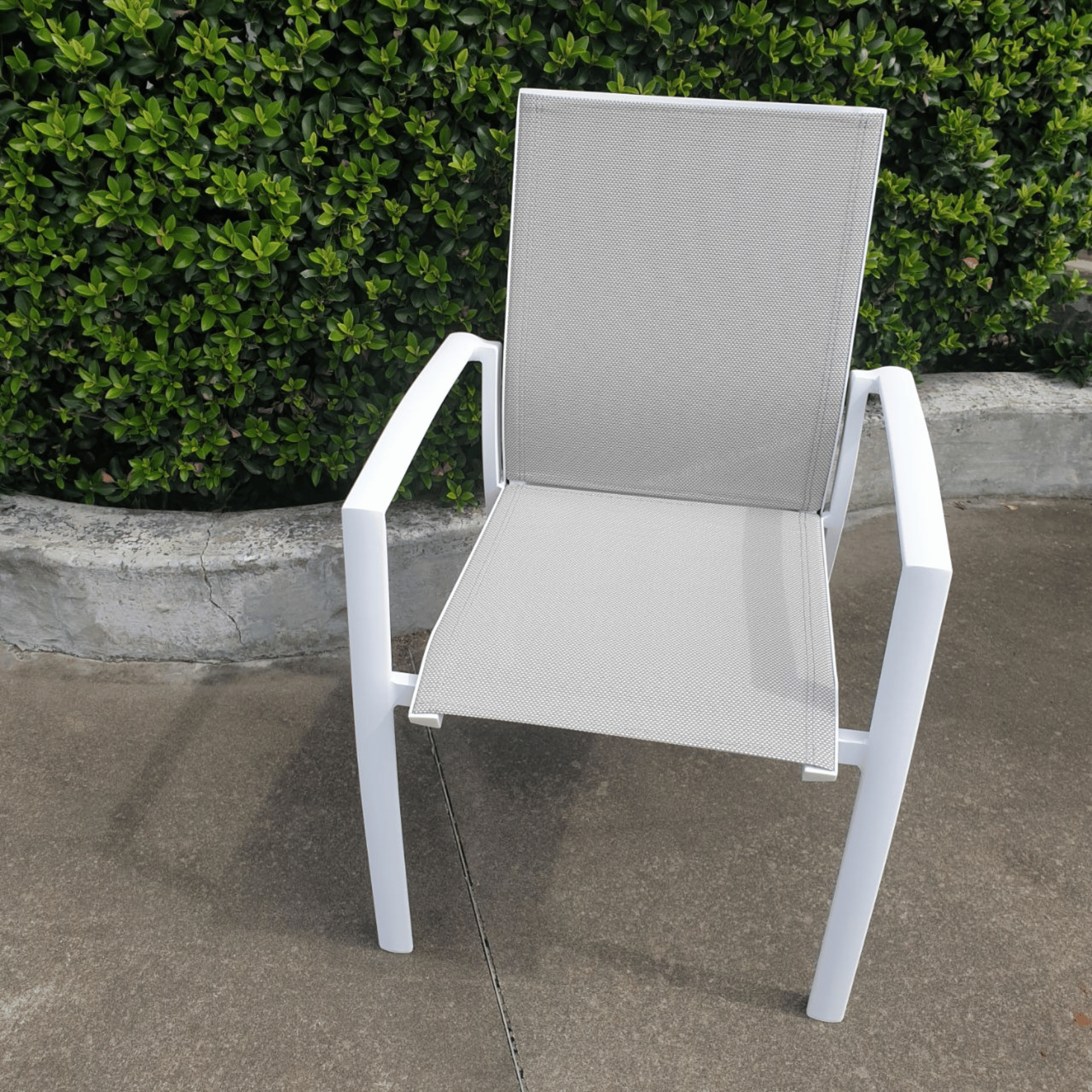 Florida Aluminium Outdoor Dining Chair - White/Beige