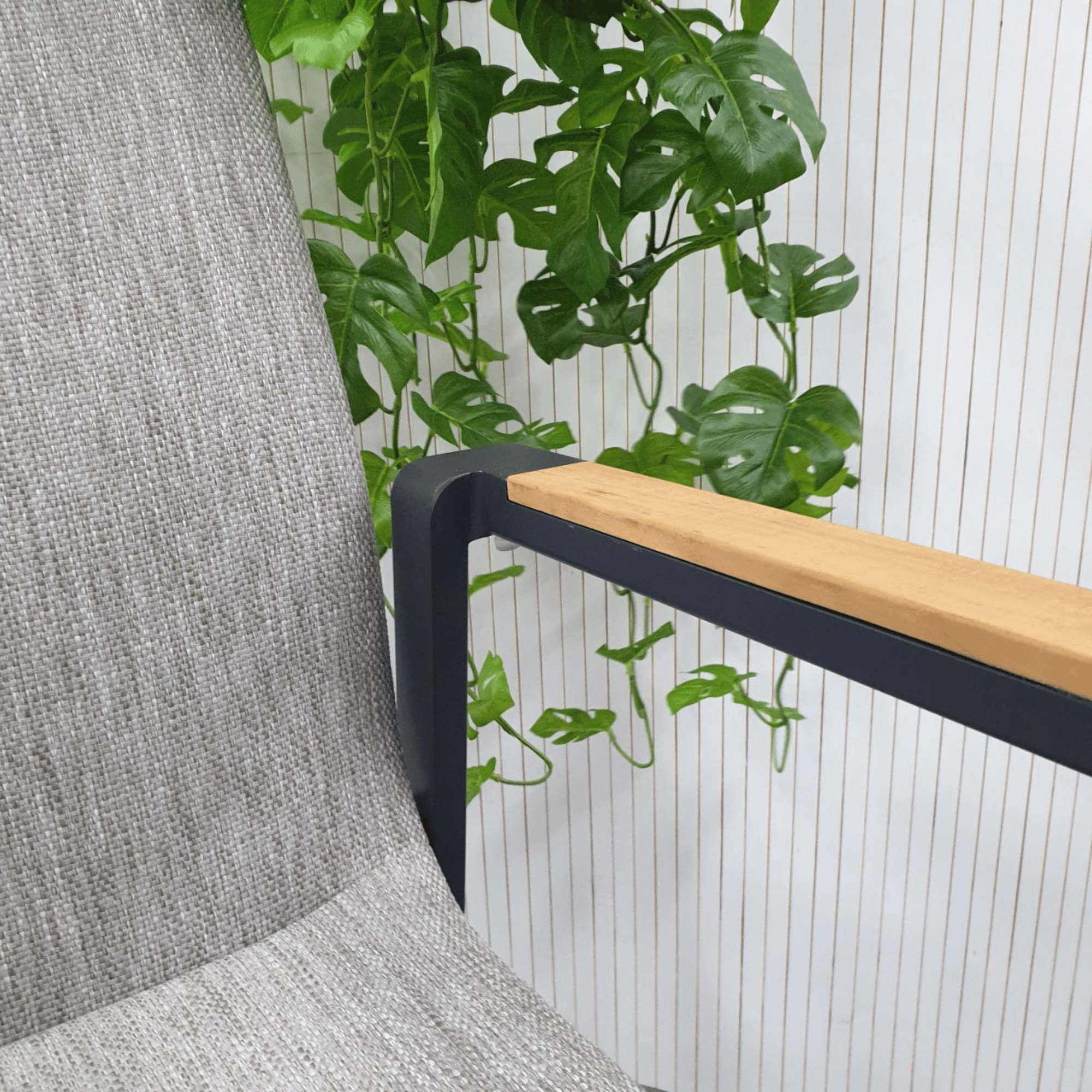 Bronte Aluminium Outdoor Dining Chair with Teak - Charcoal/Taupe