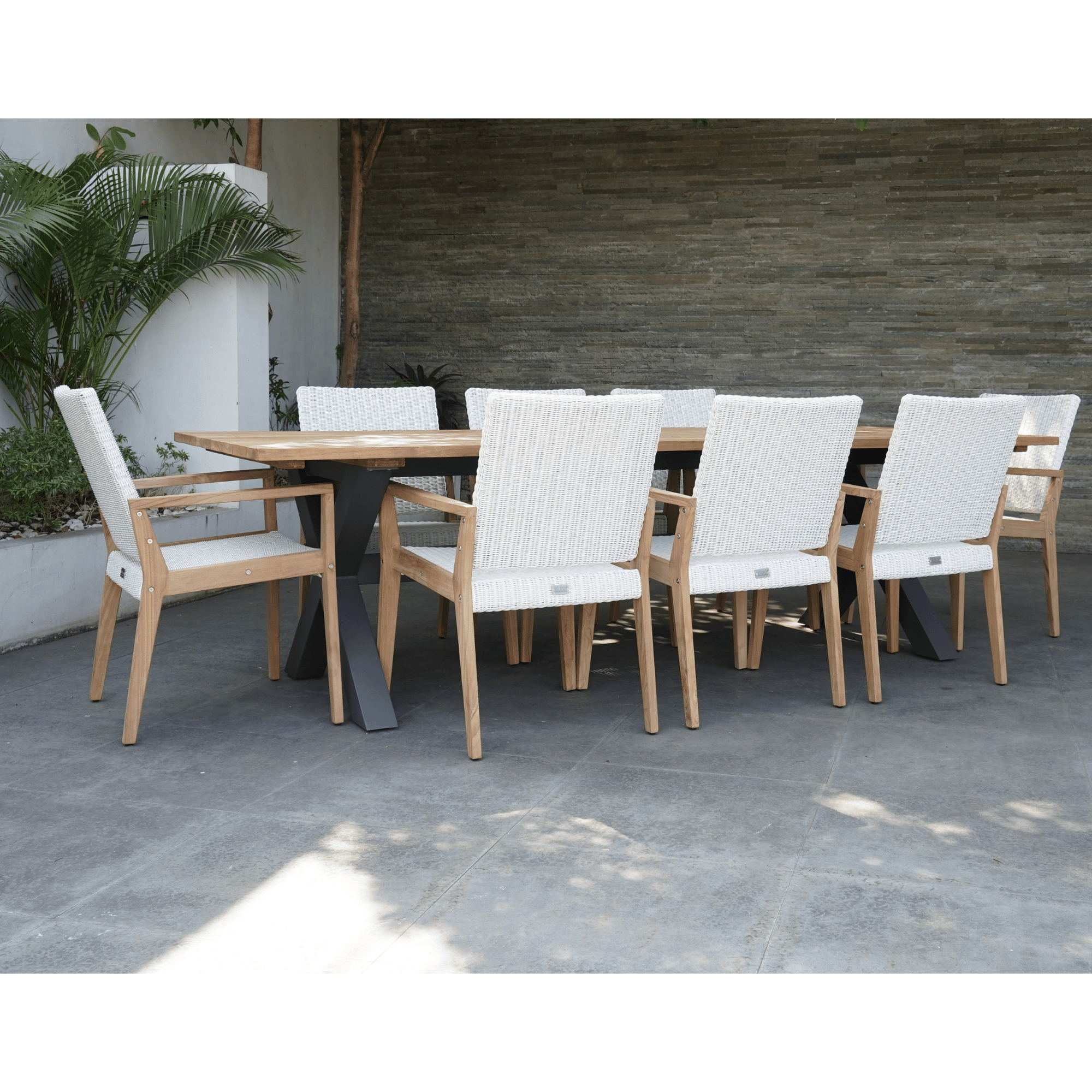 Bellona Table with Winton Wicker Chairs - 9 piece Outdoor Dining Setting