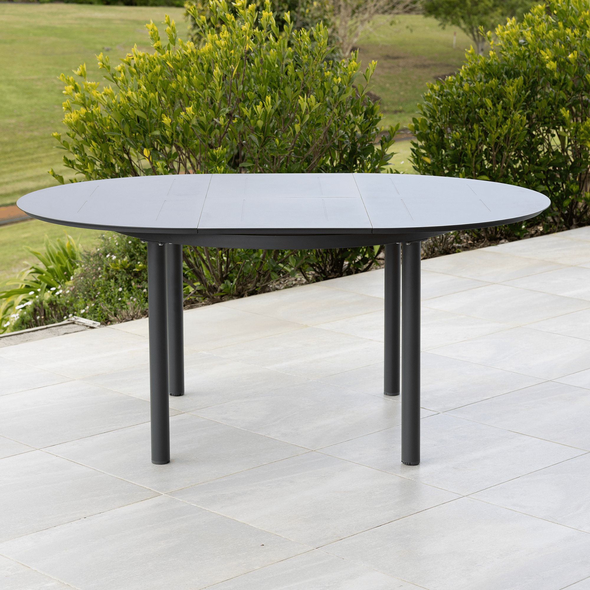 Globe Extendable & Celia Rope 120cm Round to 170x120cm Oval 5pce Dining Setting - Charcoal