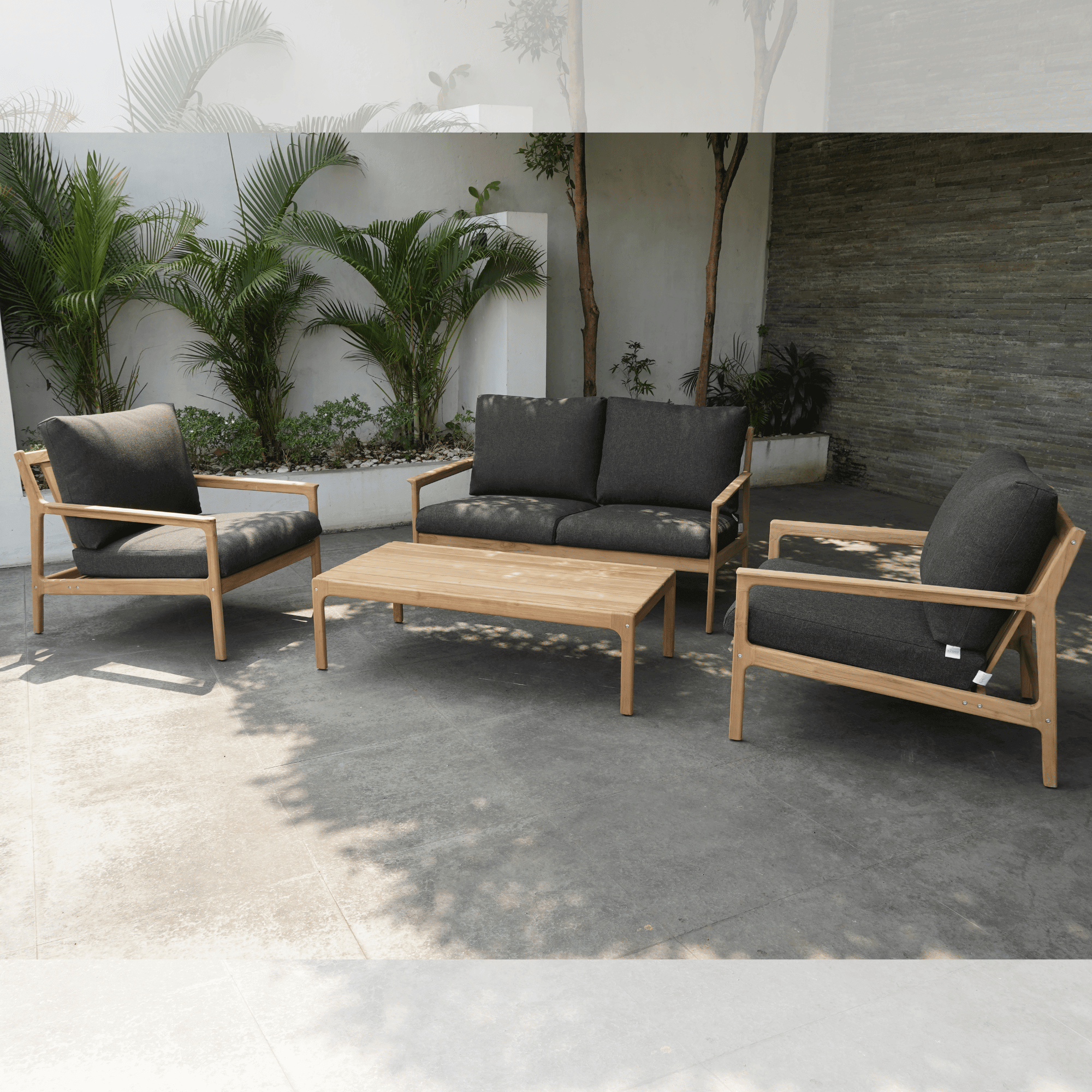 Cuba teak two-seater lounge setting - 4 piece outdoor lounge