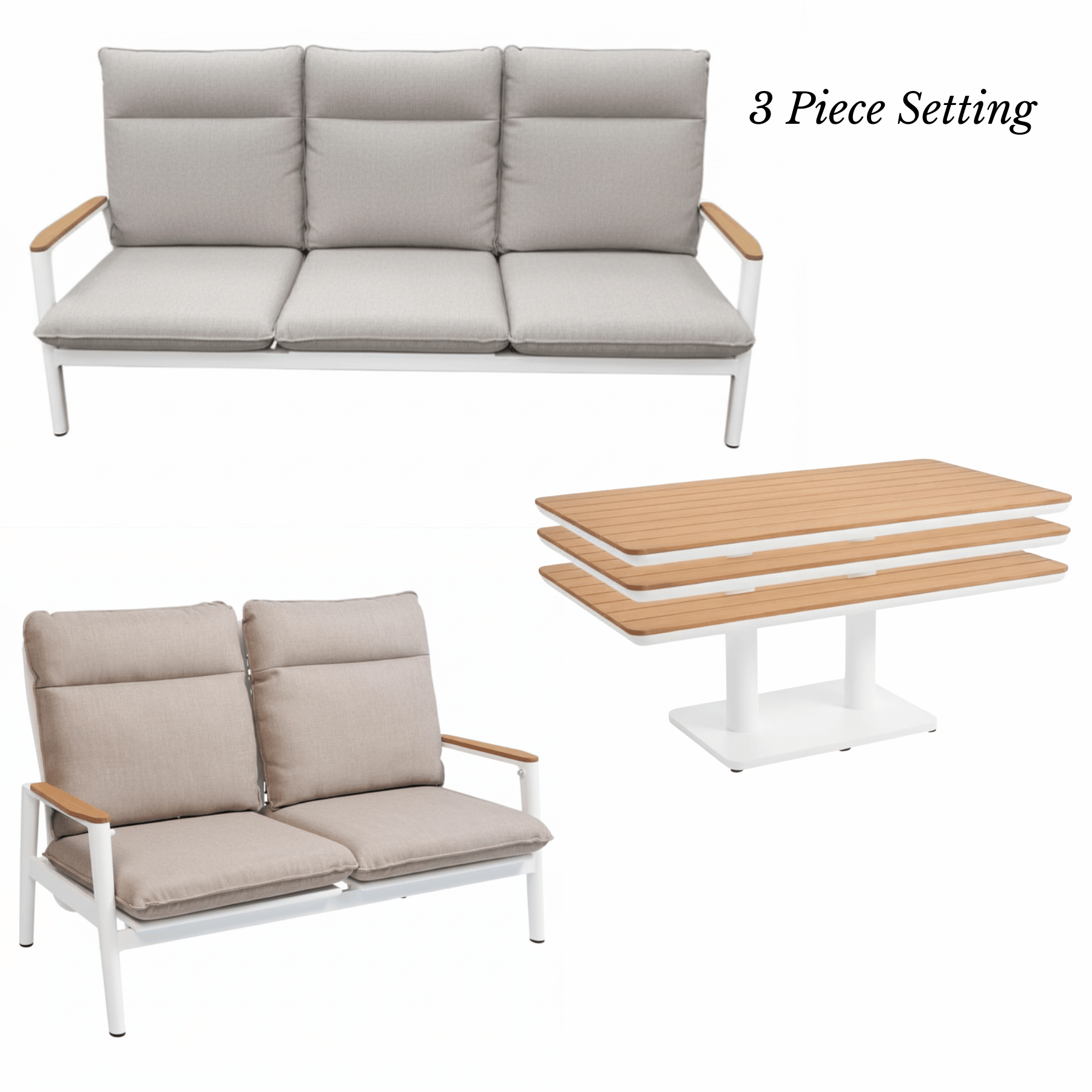 Pinehurst 3-piece Outdoor Lounge Setting - White