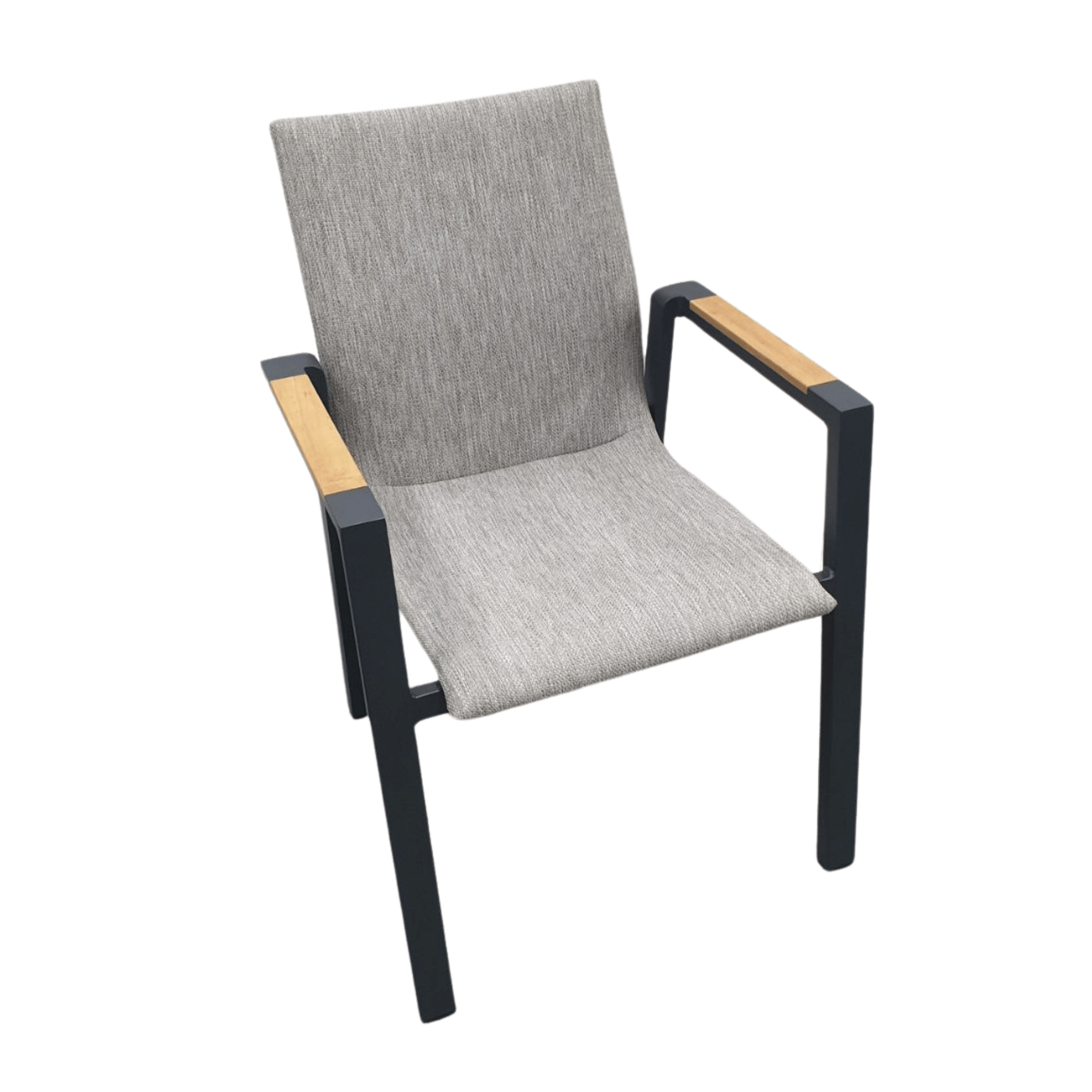 Bronte Aluminium Outdoor Dining Chair with Teak - Charcoal/Taupe