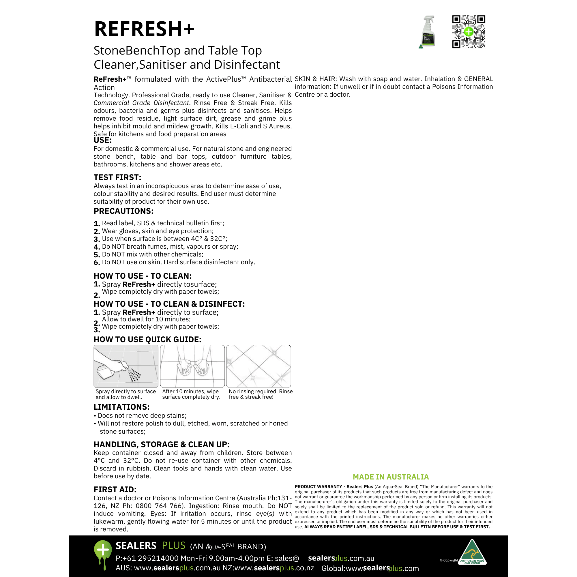 Refresh+ for Stone Tops by Aqua Seal