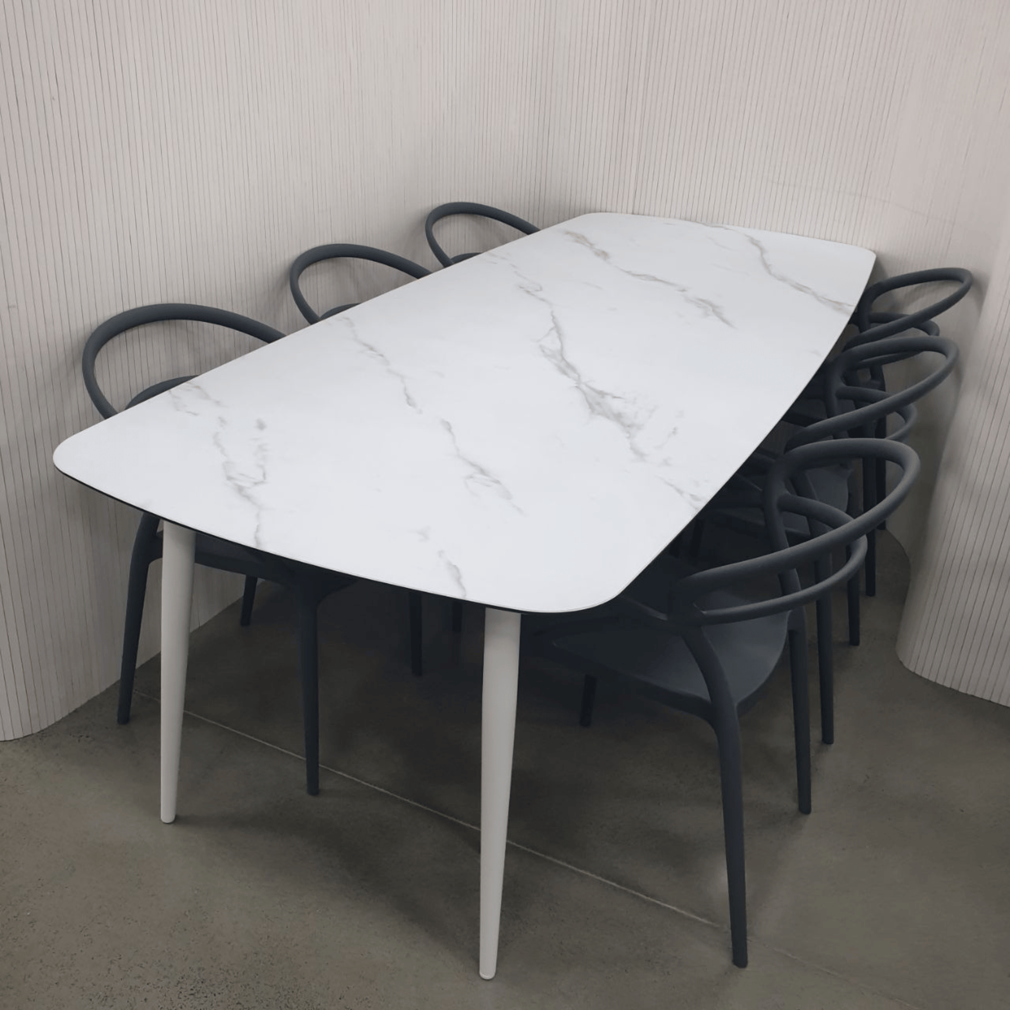 Freedom Dining Table with Mila Resin Chairs - 7 piece Outdoor Dining Setting
