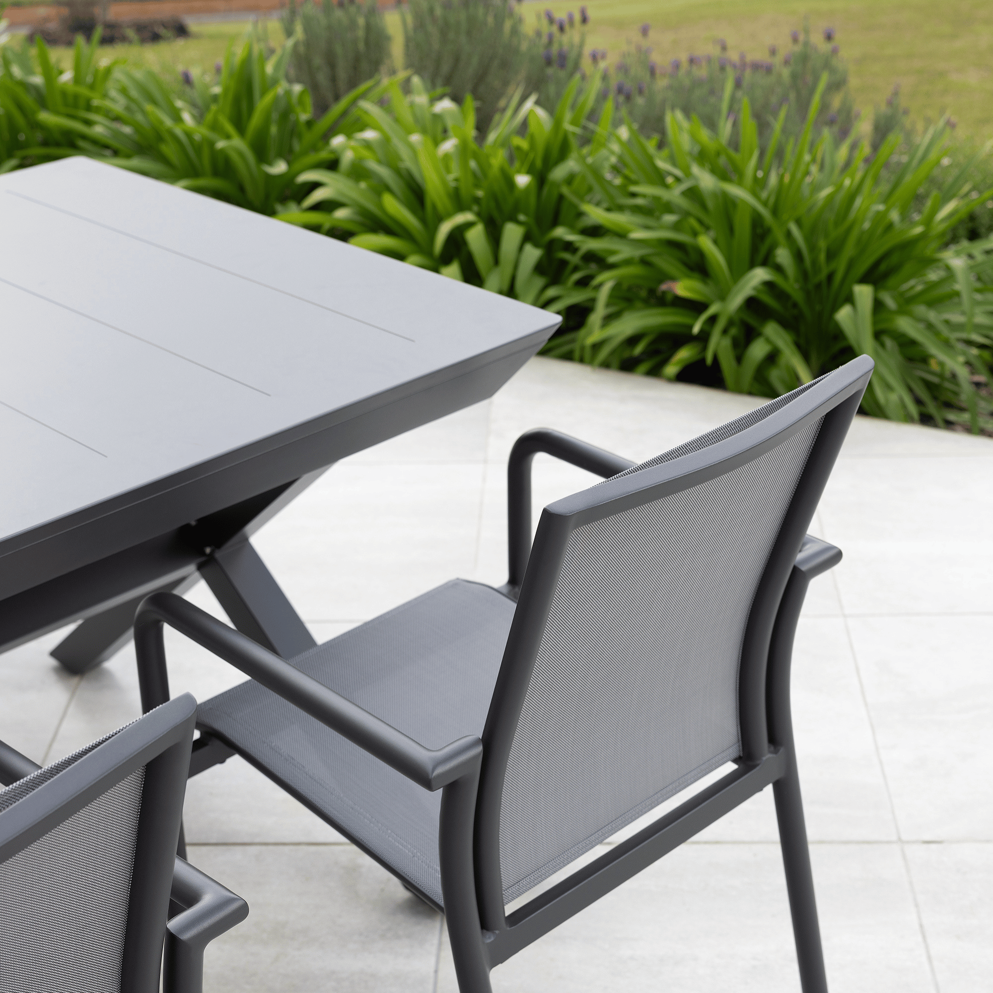 Tropea Large Extendable Outdoor Dining Table 2.66/3.31/3.96 x 110cm - Charcoal
