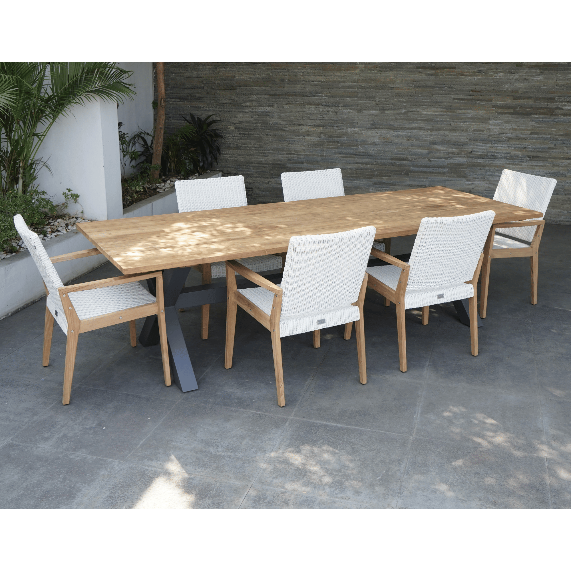 Bellona Table with Winton Wicker Chairs - 7 piece Outdoor Dining Setting