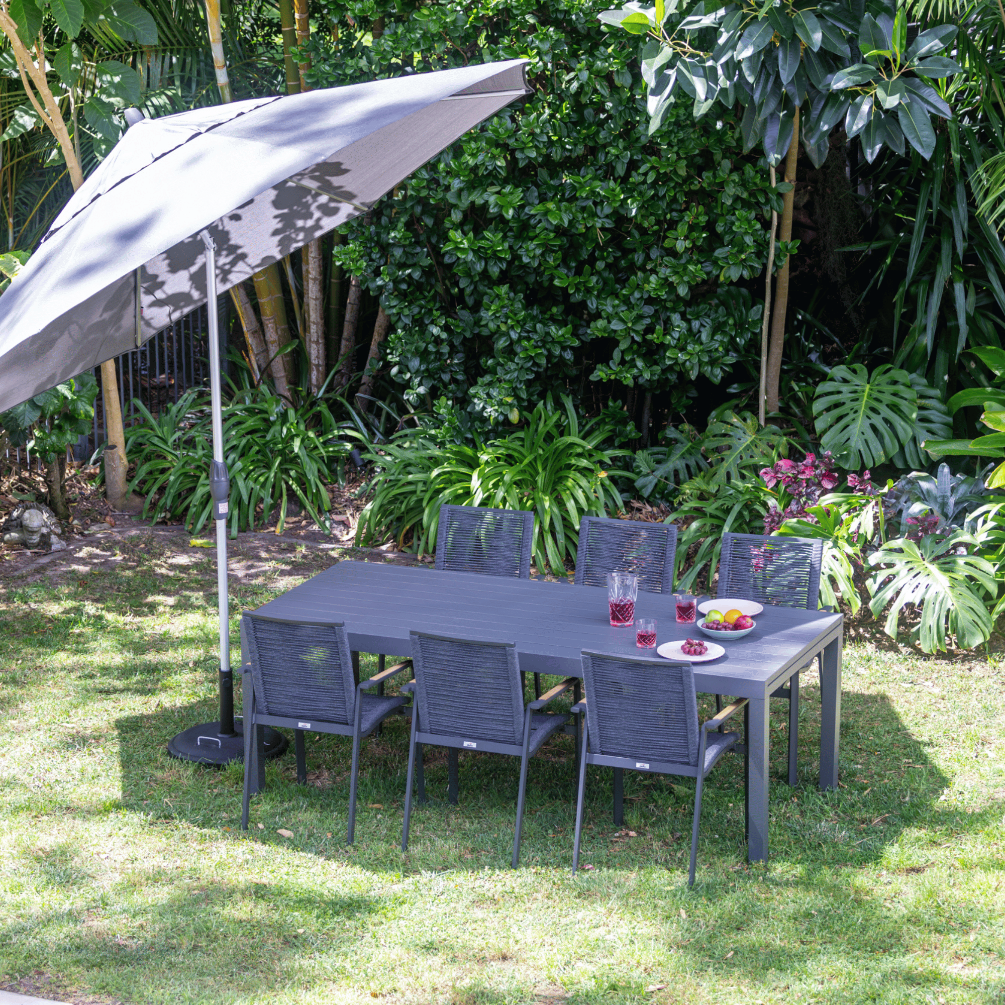 Preston Extendable Table with Diamond Rope Chairs - 7 piece Outdoor Dining Setting