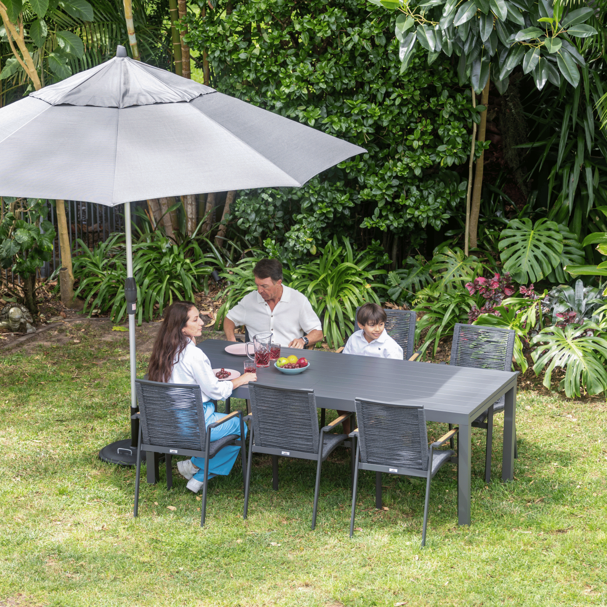 Preston Extendable Table with Diamond Rope Chairs - 7 piece Outdoor Dining Setting