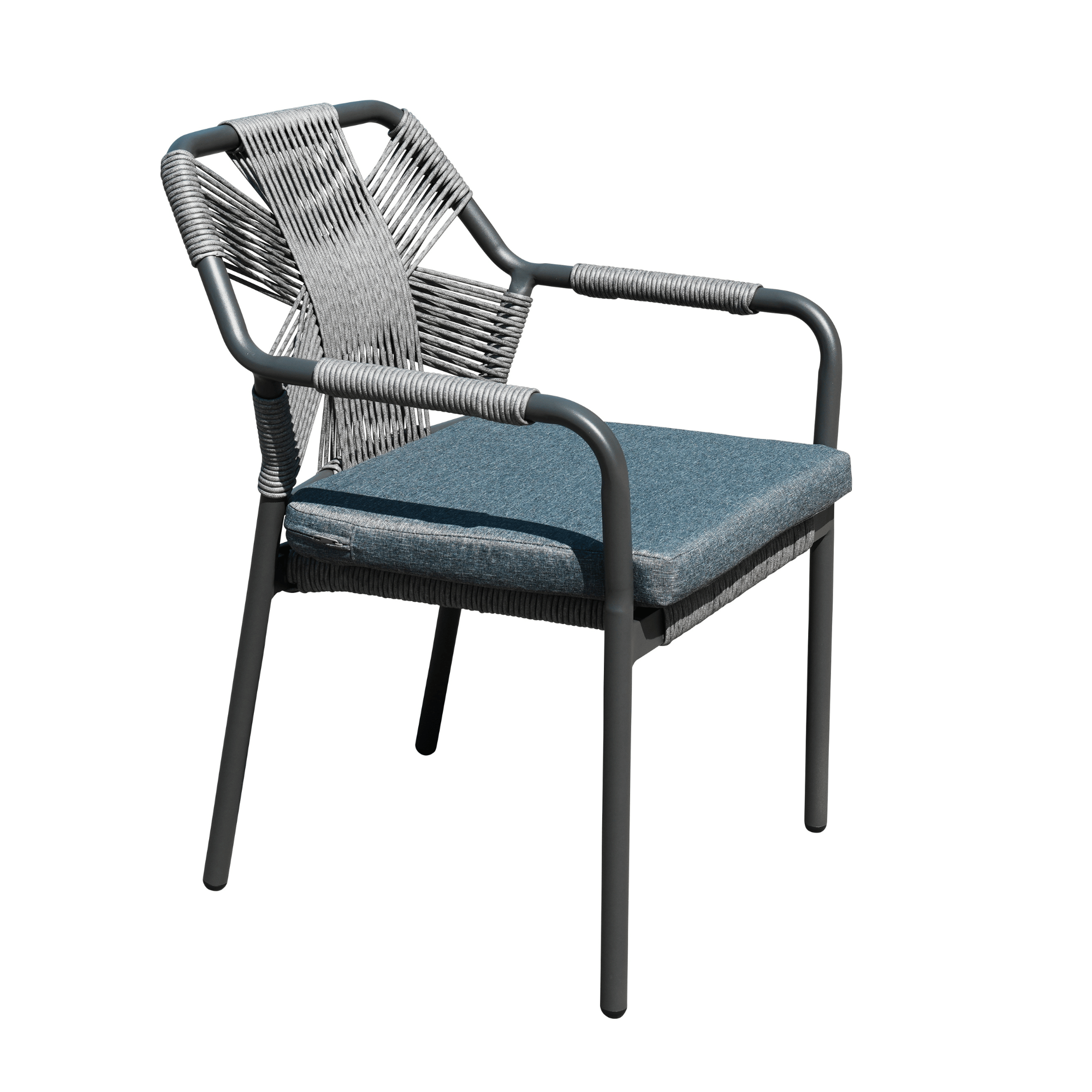 Havana Wick-rope Outdoor Dining Chair - Dark Grey