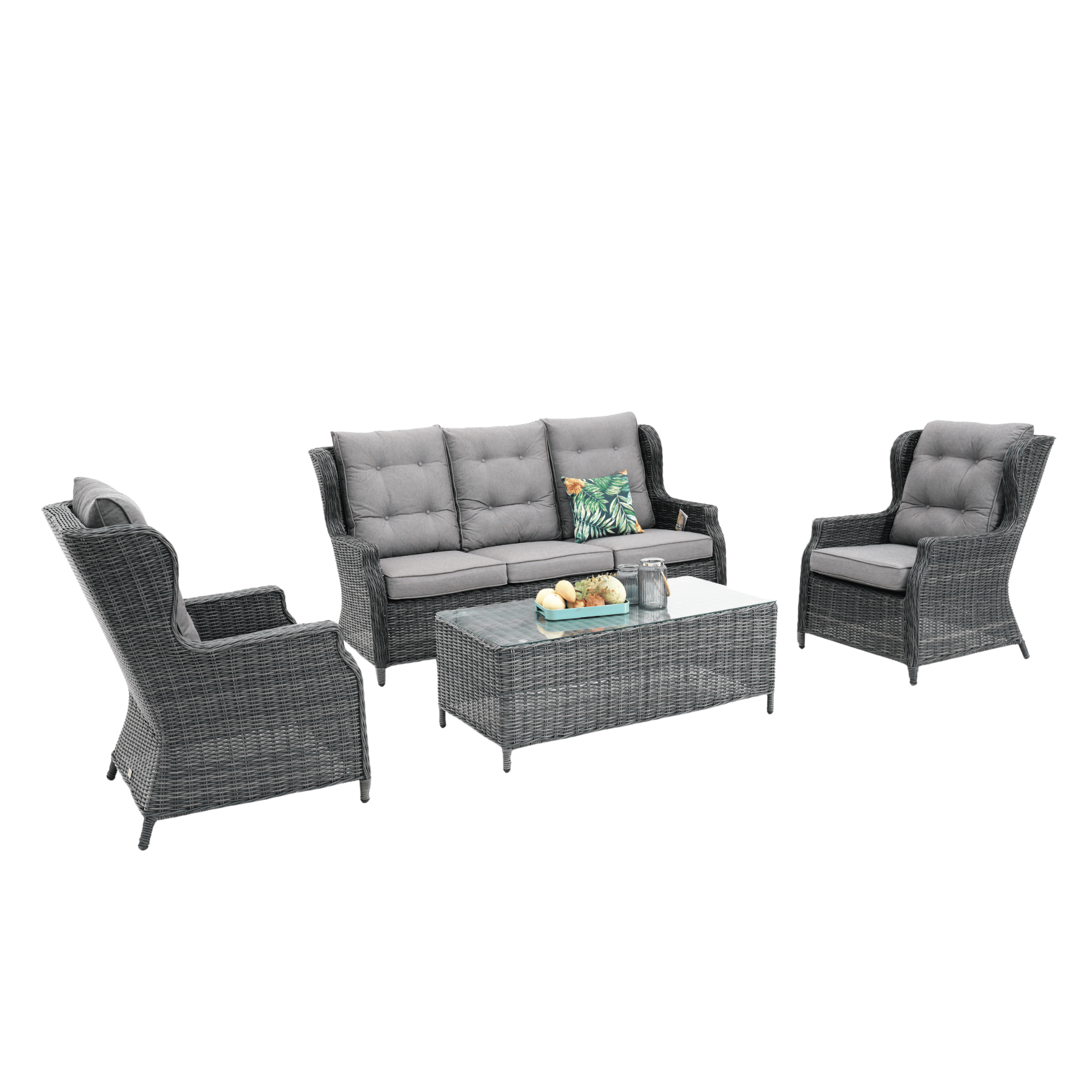 Anglesea 4-piece Wicker Outdoor Lounge Set - Castle Grey Wicker