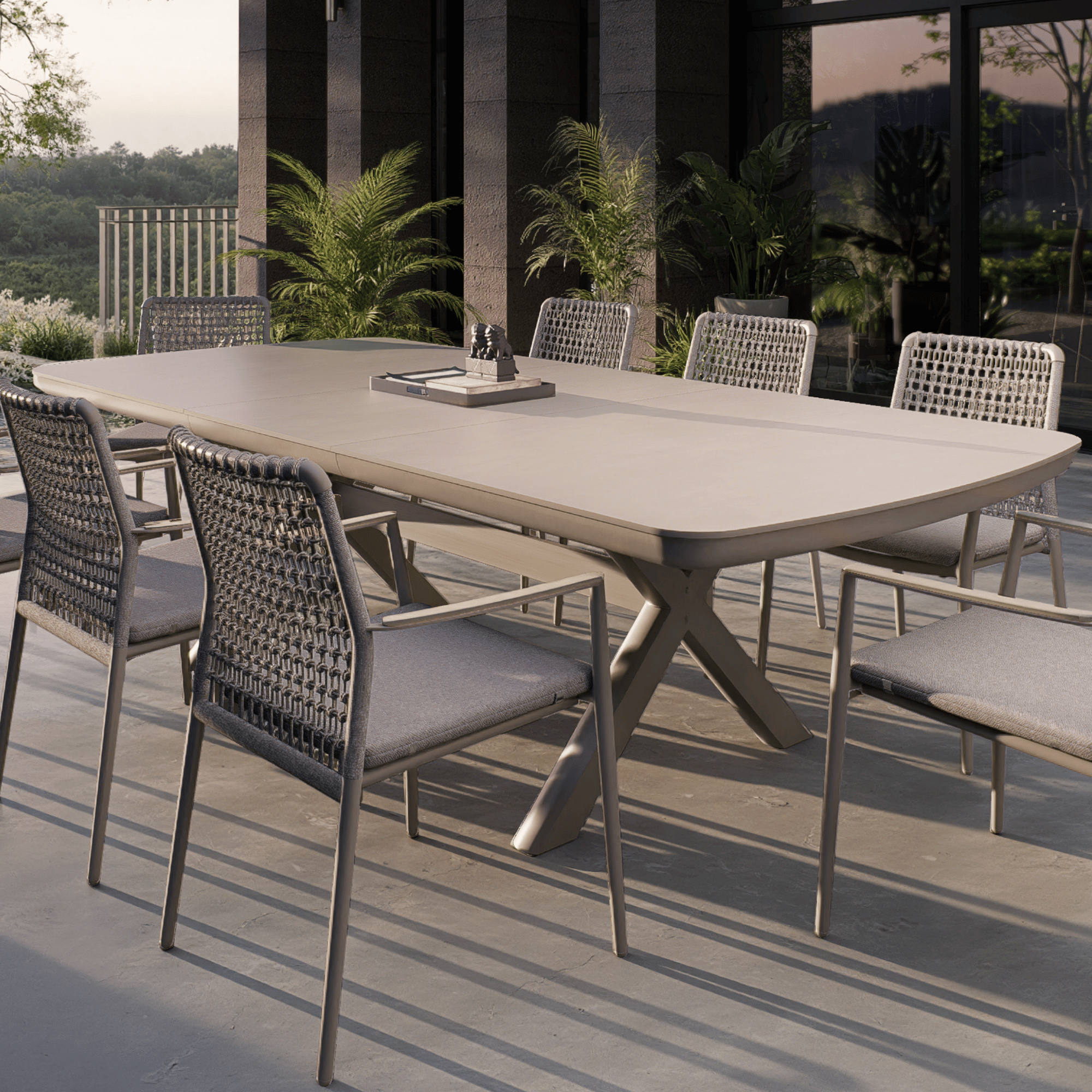 Ashton Extendable Dining Table | Charcoal Frame, Bottega Sintered Stone | 2-2.6 x 1m