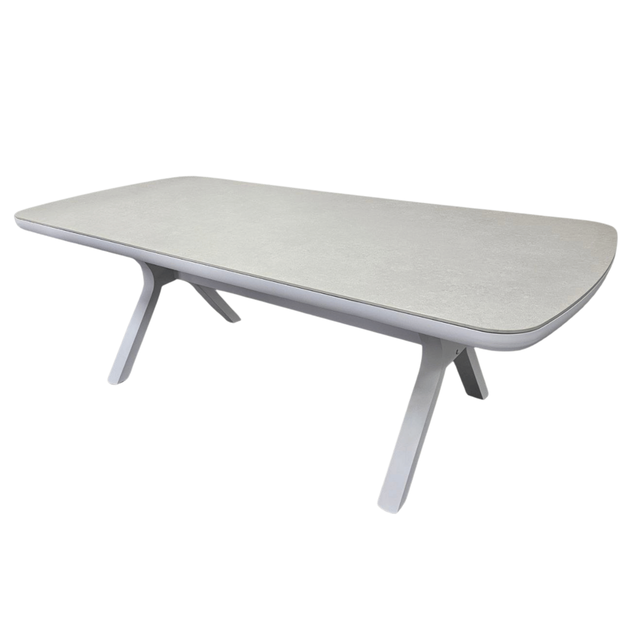Ashton Outdoor Dining Table | 220 x 100cm | White frame, Cream Sintered stone
