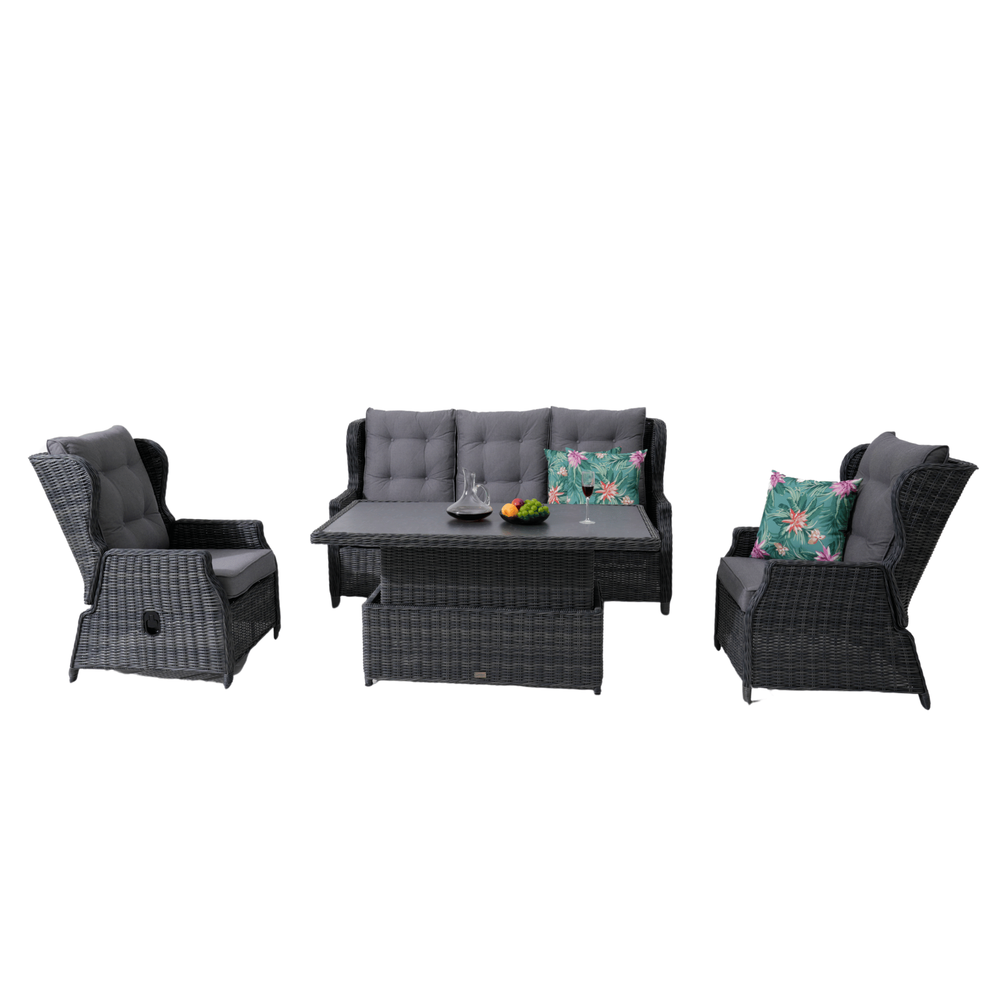 Anglesea Recliner 4-piece Wicker Outdoor Lounge Set - Castle Grey Wicker