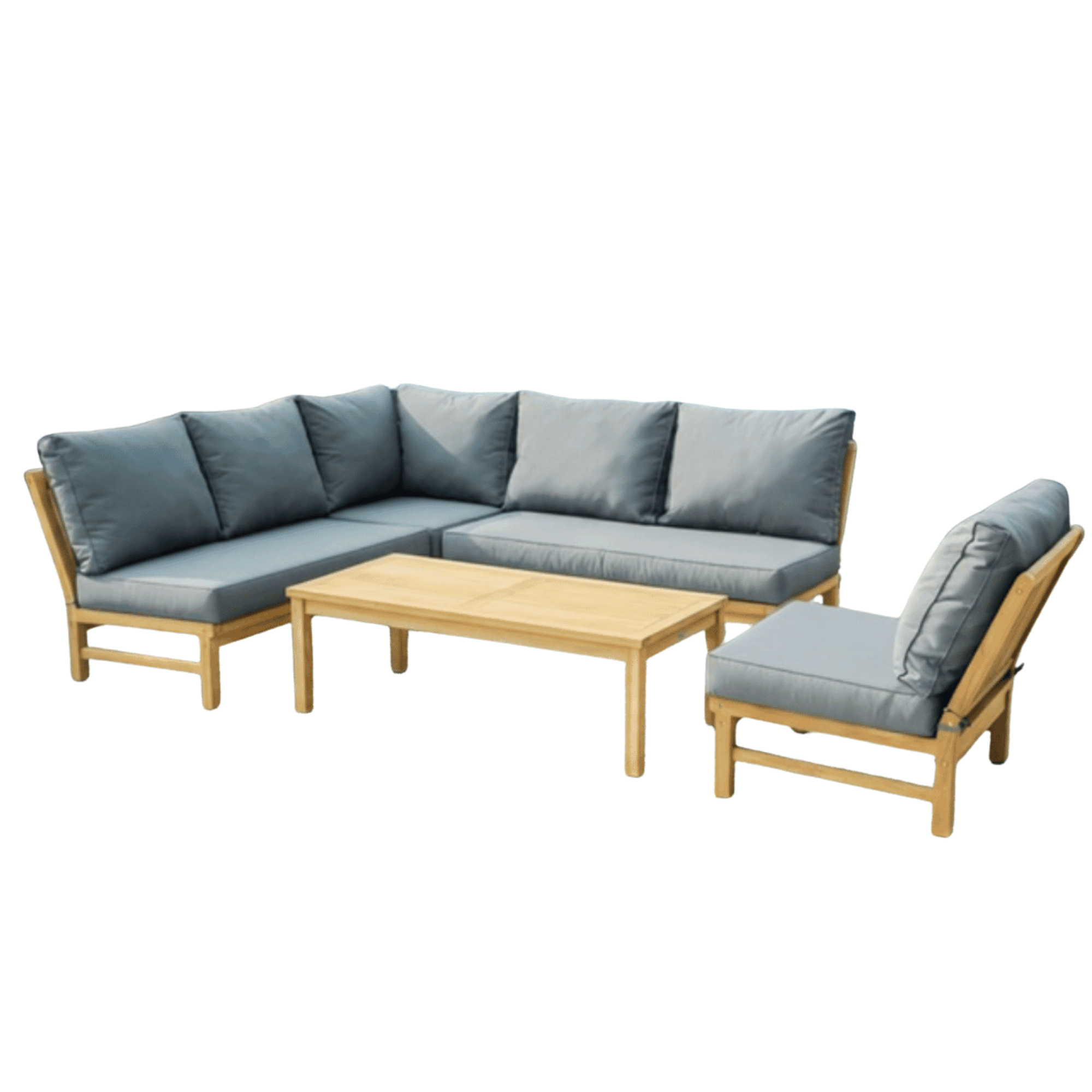 Fiji Modular 5pce Corner Lounge Setting with 2-seater - Teak/Dove