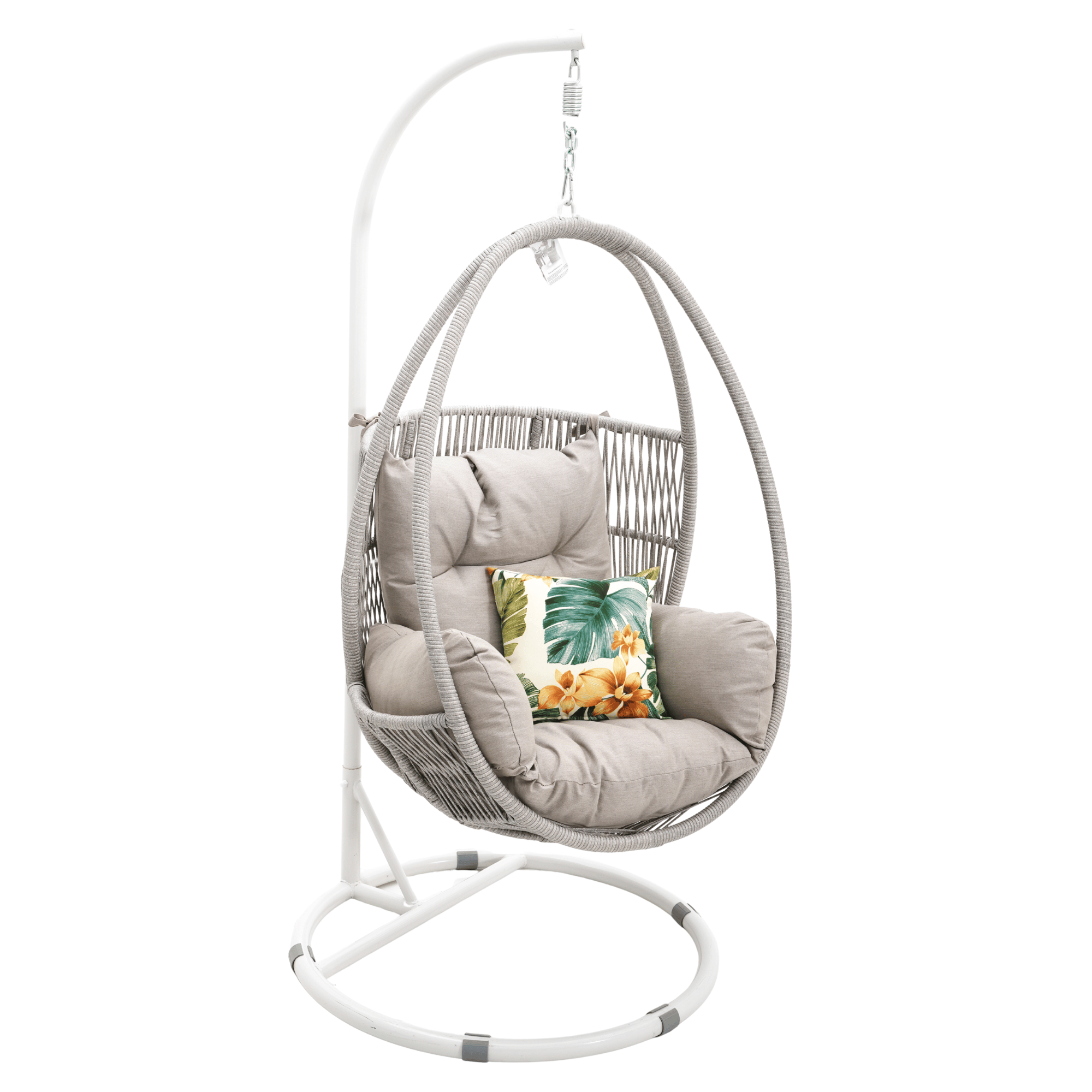 Hervey Bay Hanging Wicker Egg Chair - Light Grey