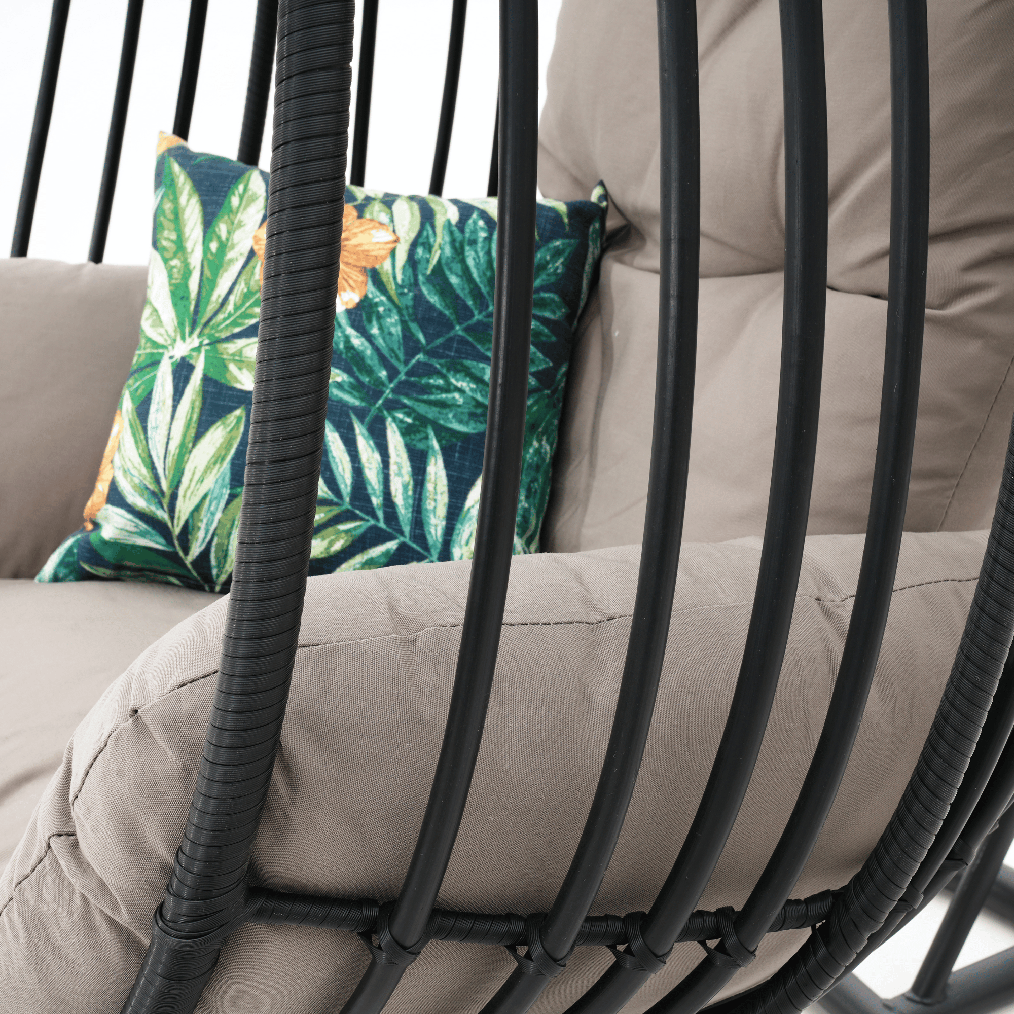 Koala Hanging Wicker Egg Chair - Black