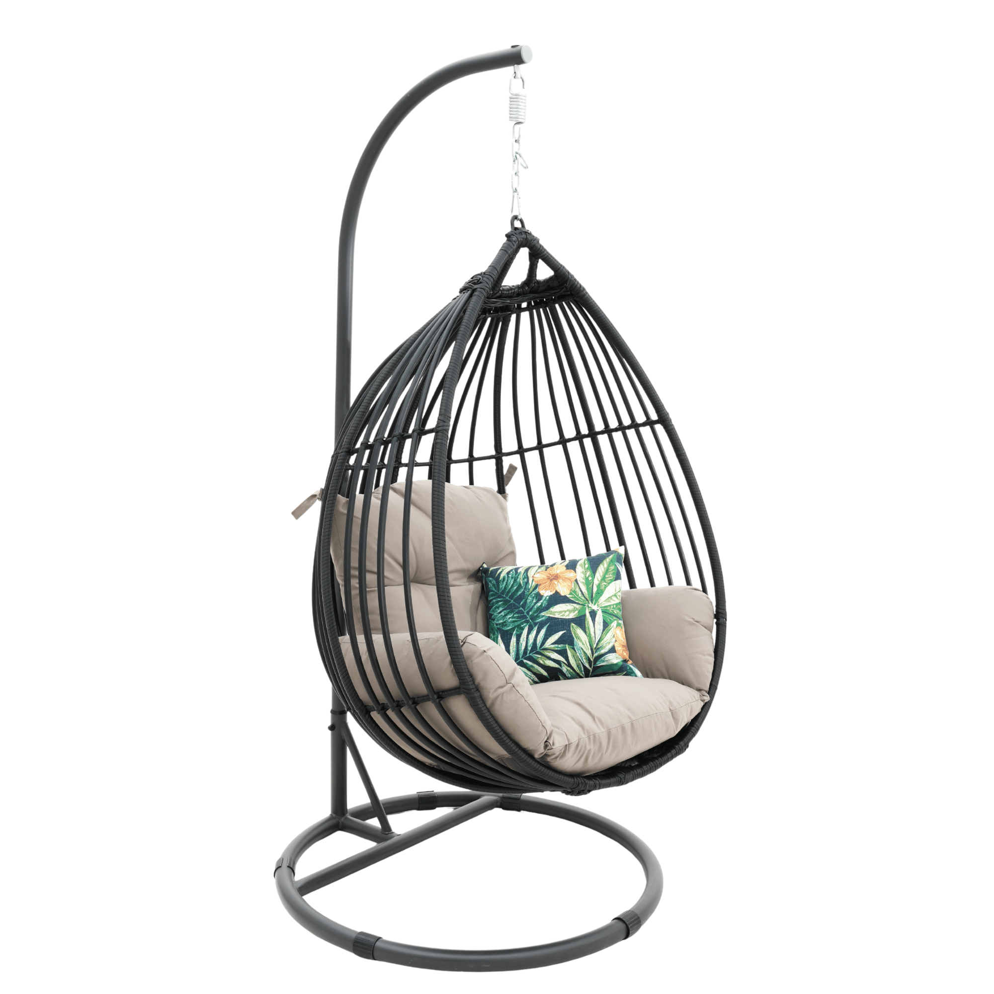 Koala Hanging Wicker Egg Chair - Black