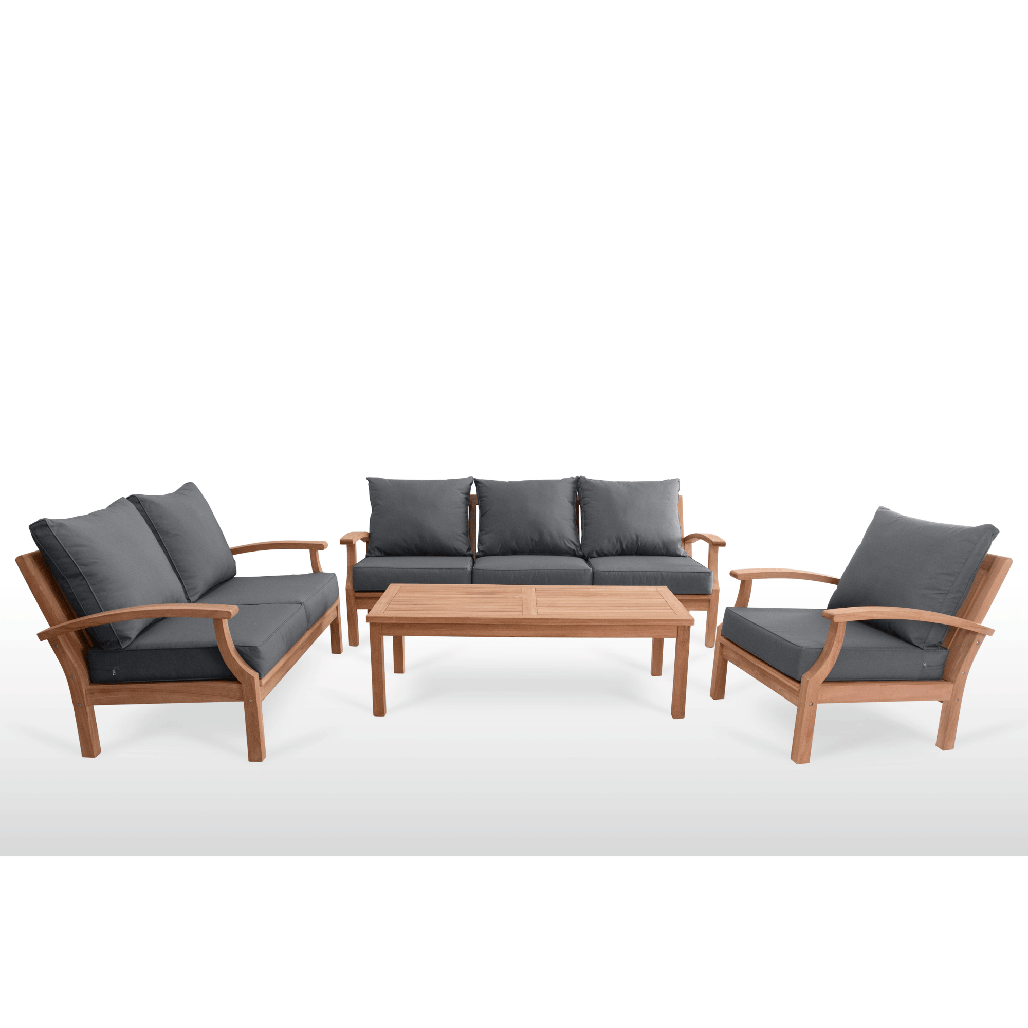 Lombok 4-piece Outdoor Lounge Setting - Grey Fabric 3+2+1