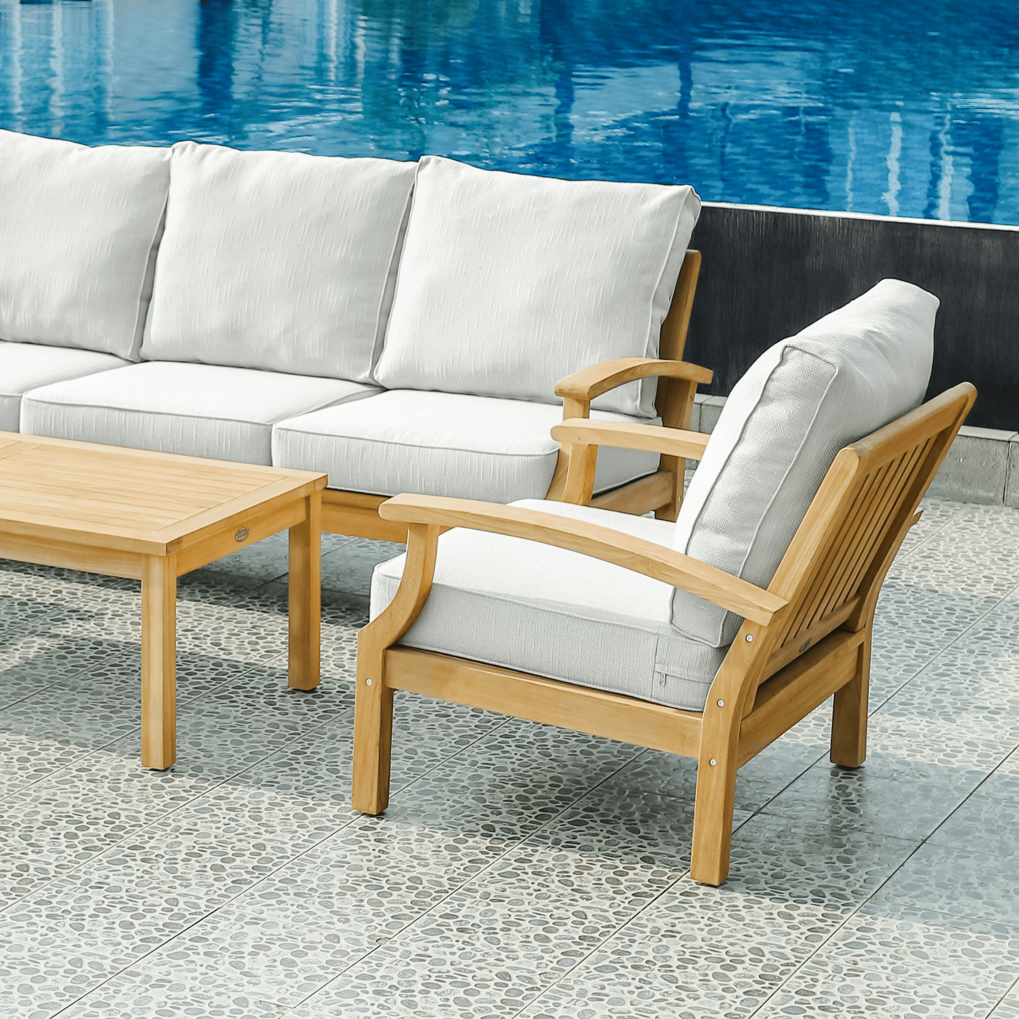 Lombok 4-piece Outdoor Lounge Setting - Wheat Fabric 3+1+1