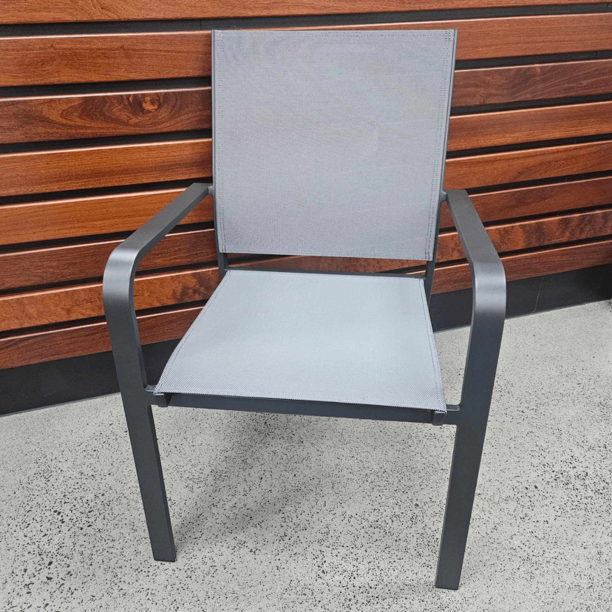 Mons Sling Outdoor Dining Chair Black & Dark Grey