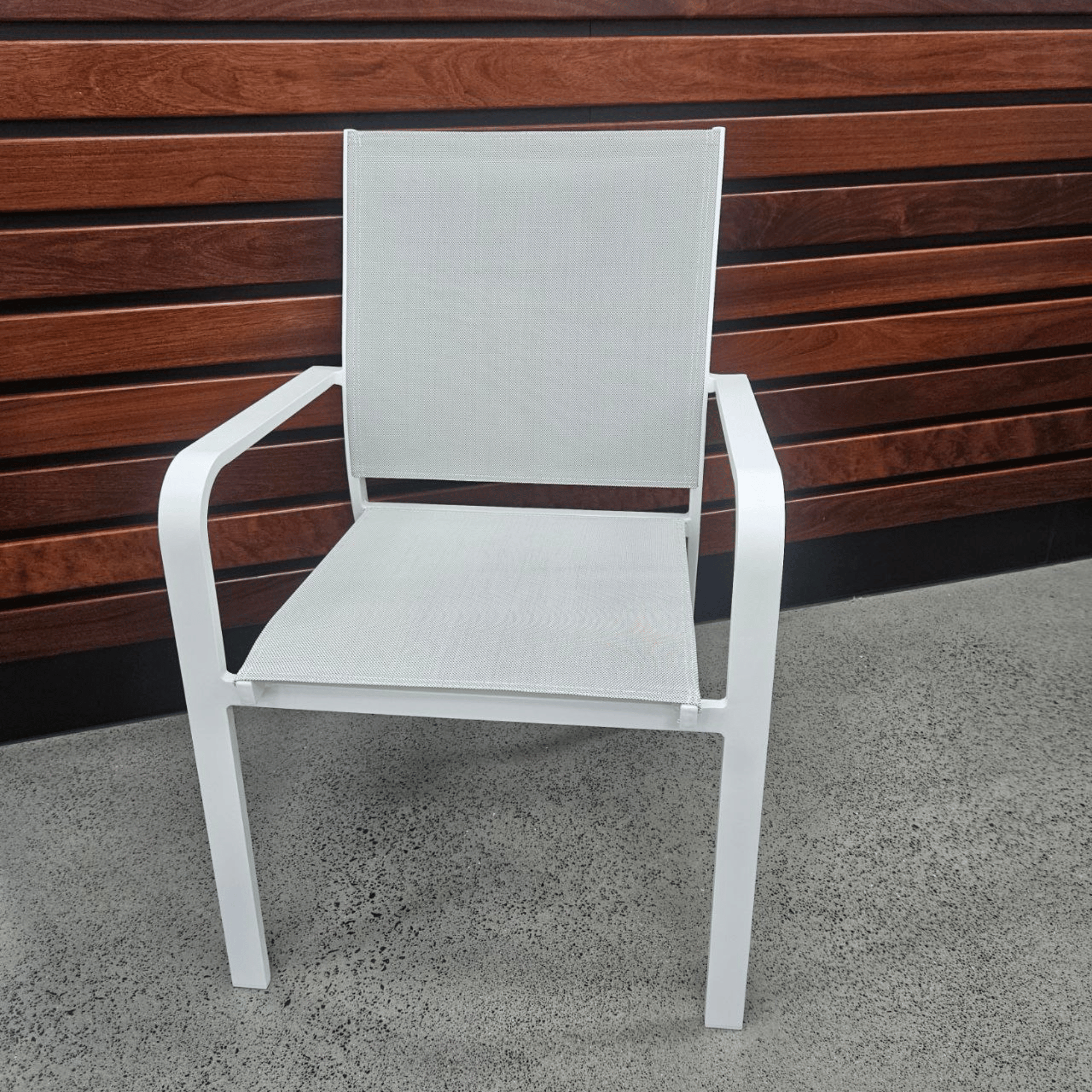 Mons Sling Outdoor Dining Chair White & Pebble