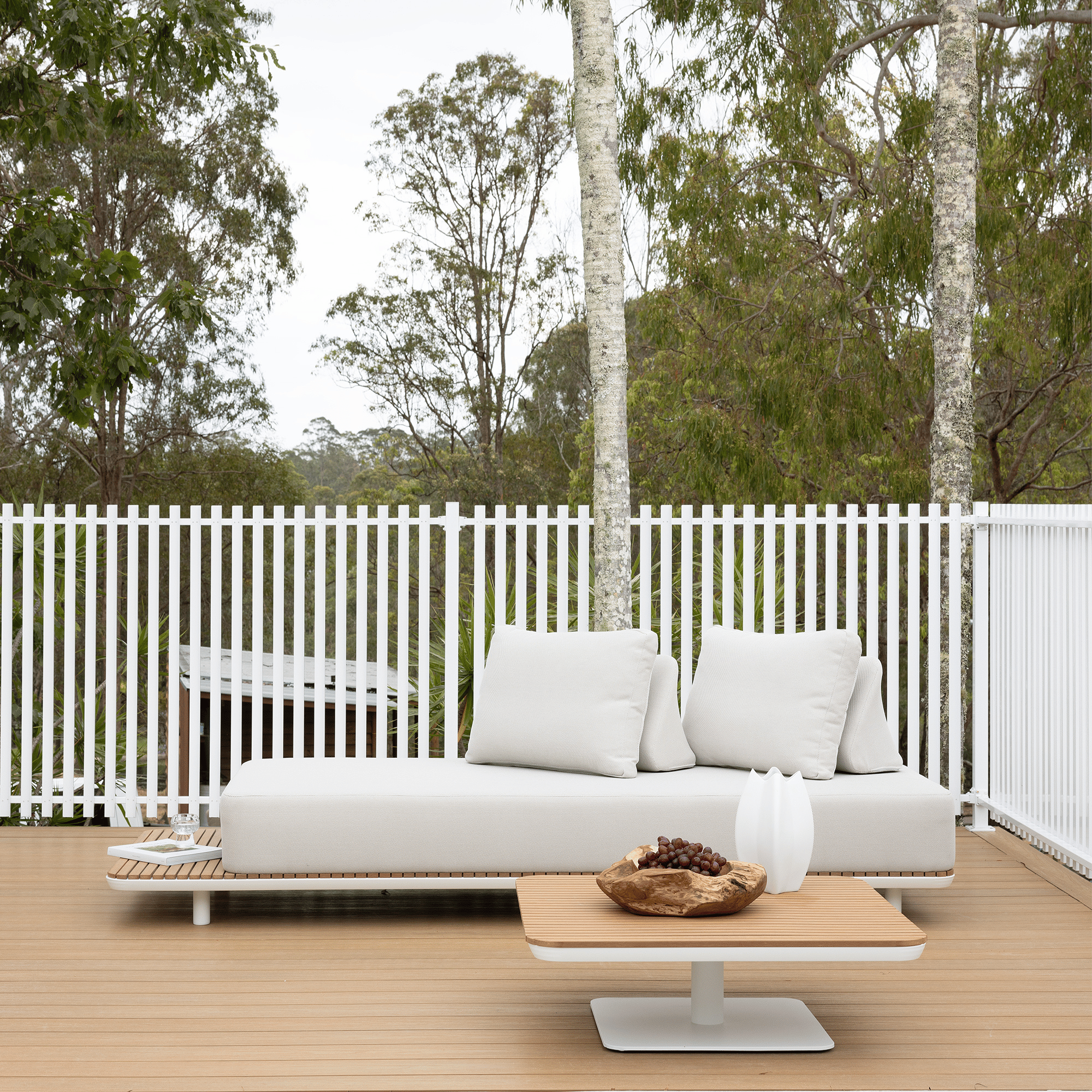 New Wave Modular Single Sofa & Coffee Table Setting White Coconut