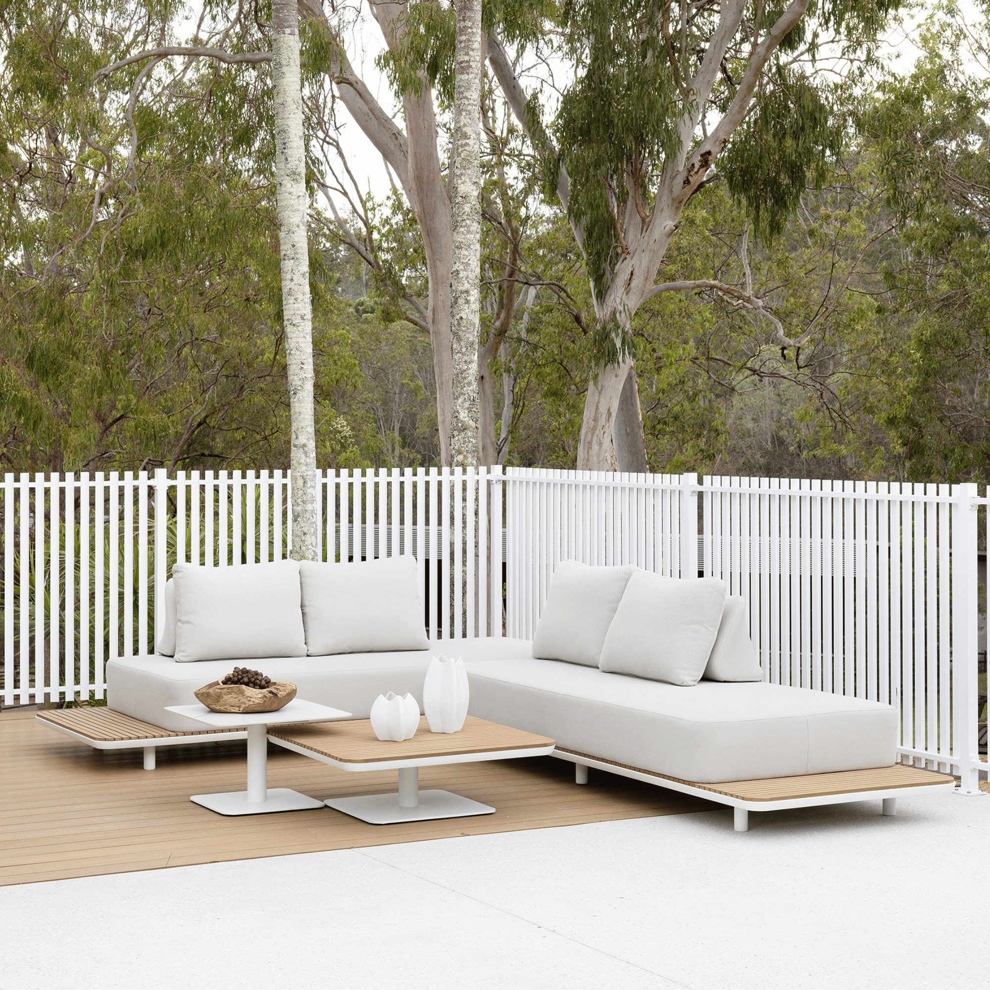 New Wave 4 Piece Modular Outdoor Lounge Setting White Coconut
