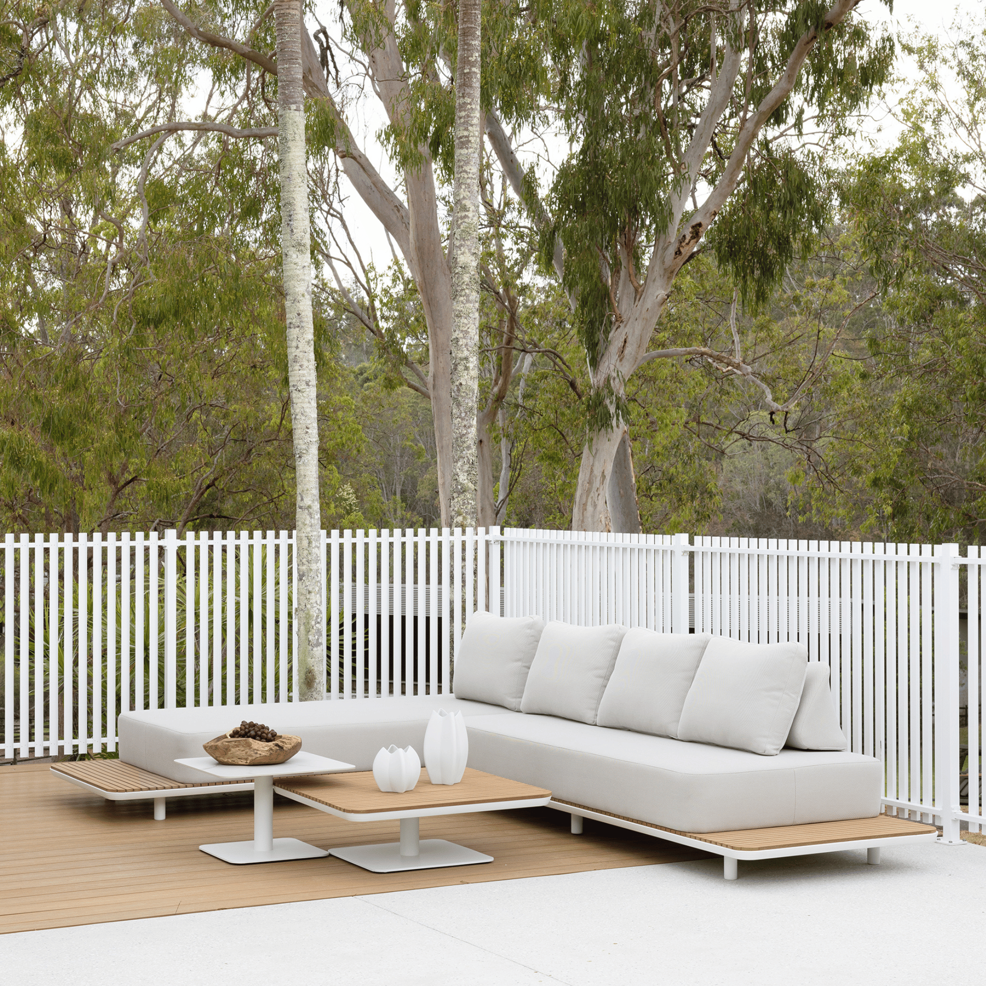 New Wave 4 Piece Modular Chaise Outdoor Lounge White Coconut