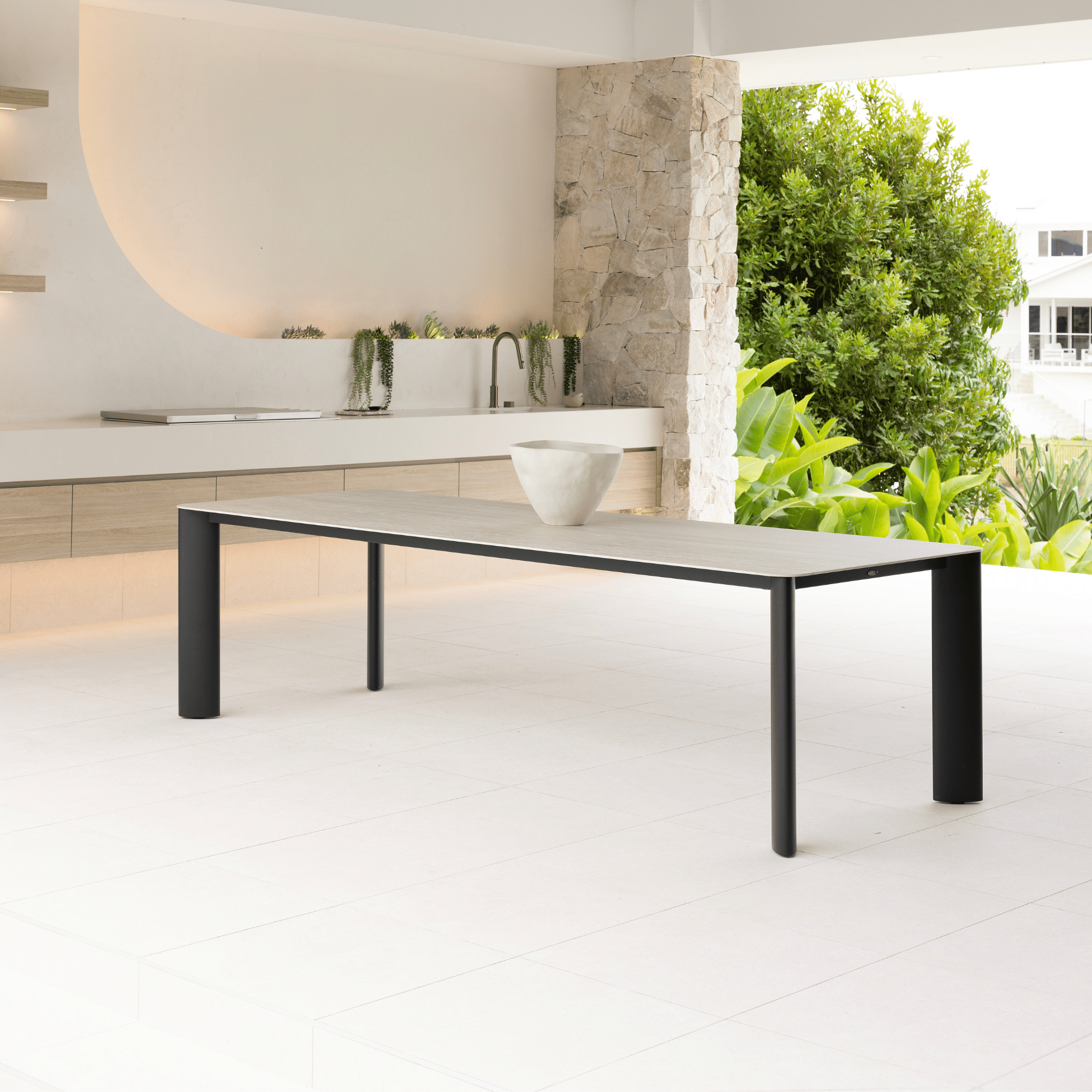 Rhonda 280cm Outdoor Dining Table - Black with Sintered Stone Top