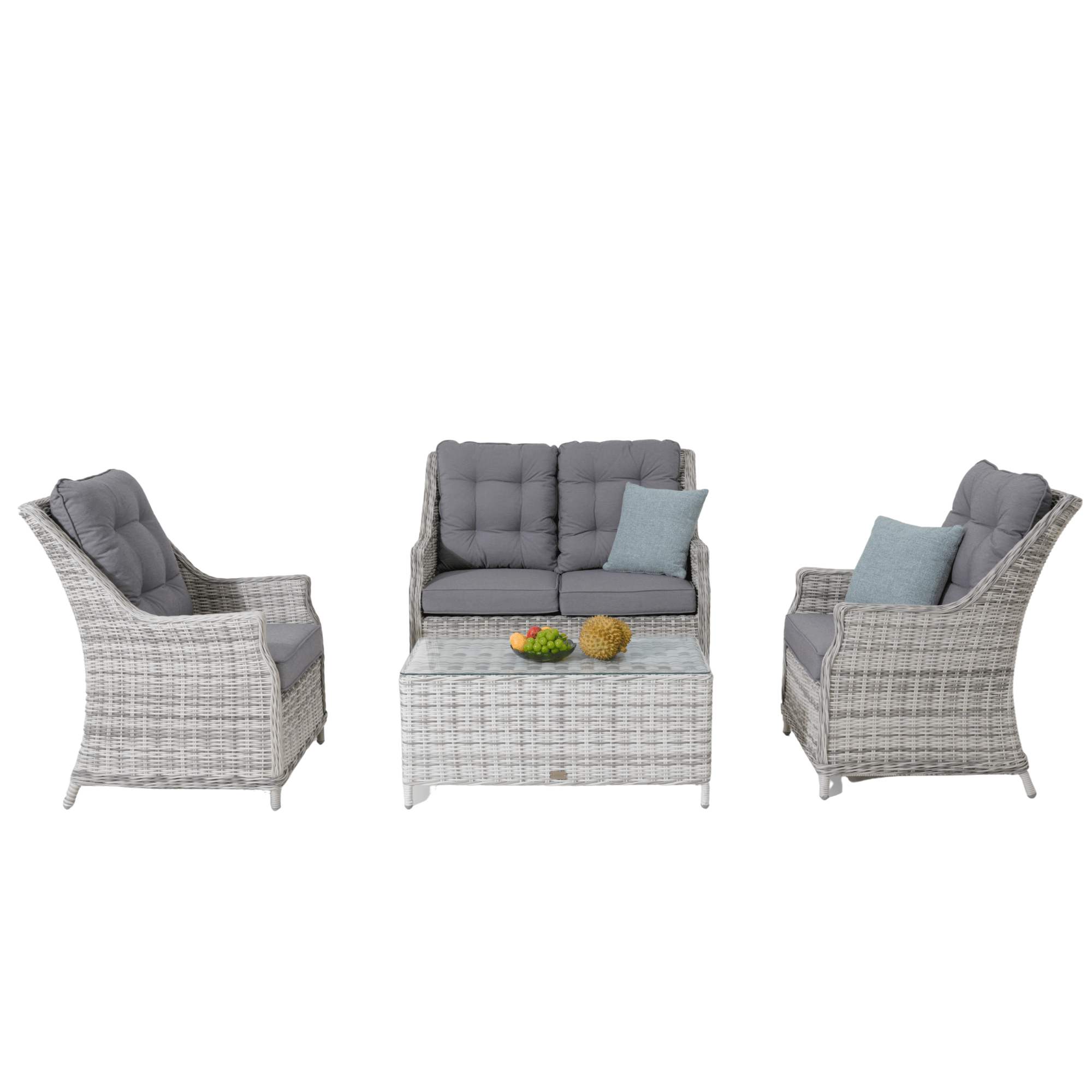 Swiss 4-piece Outdoor Wicker Lounge Set with 2-seater - Zen White Wicker