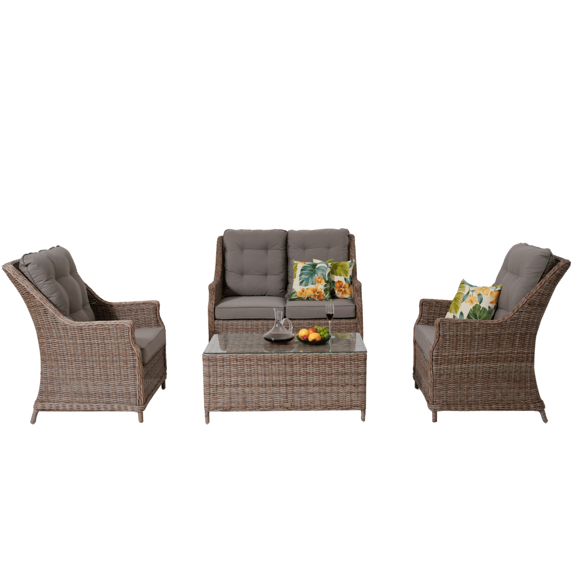 Swiss 4-piece Outdoor Wicker Lounge Set with 2-seater - Marina Wicker