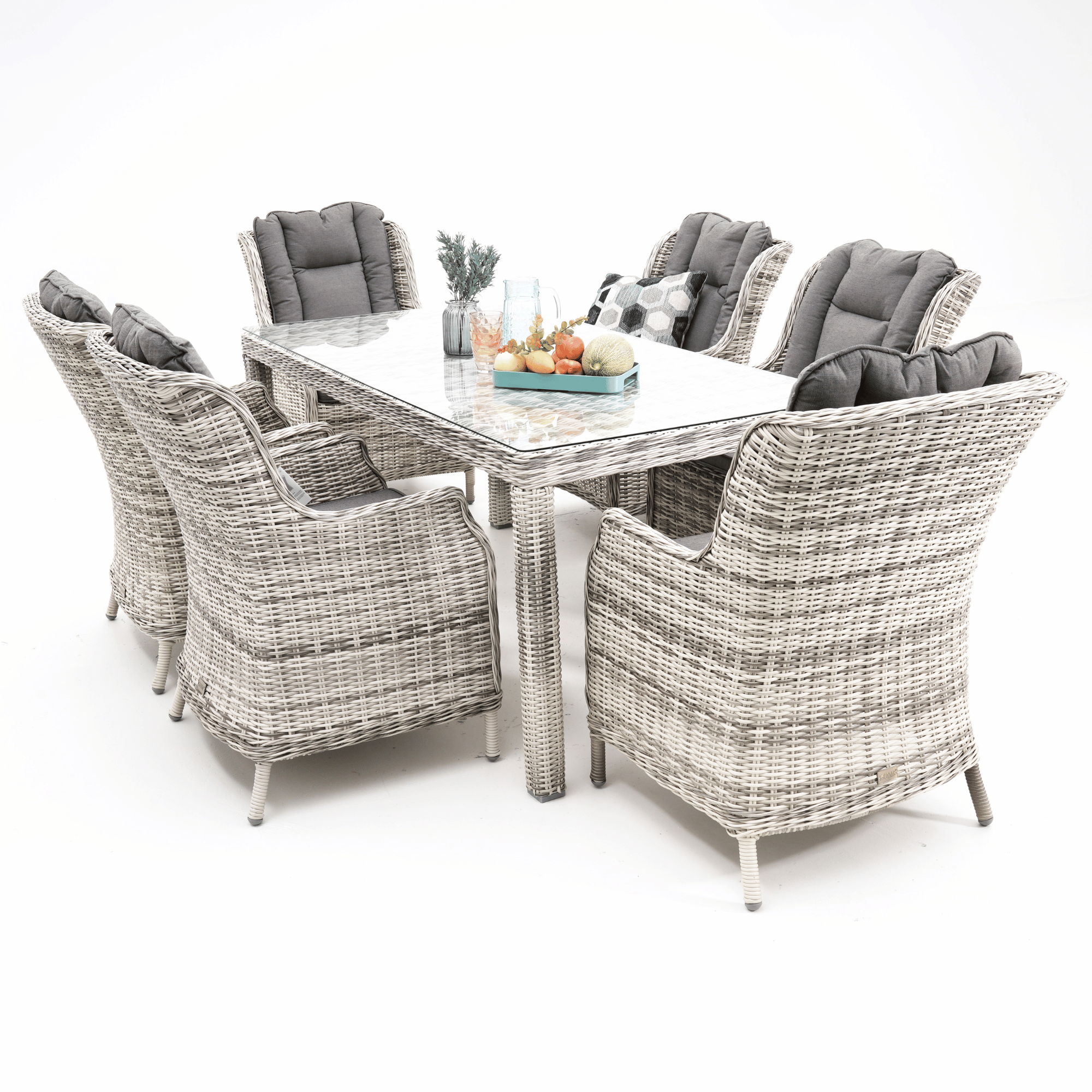 San Jose 7-piece Outdoor Wicker Dining Setting - Zen White