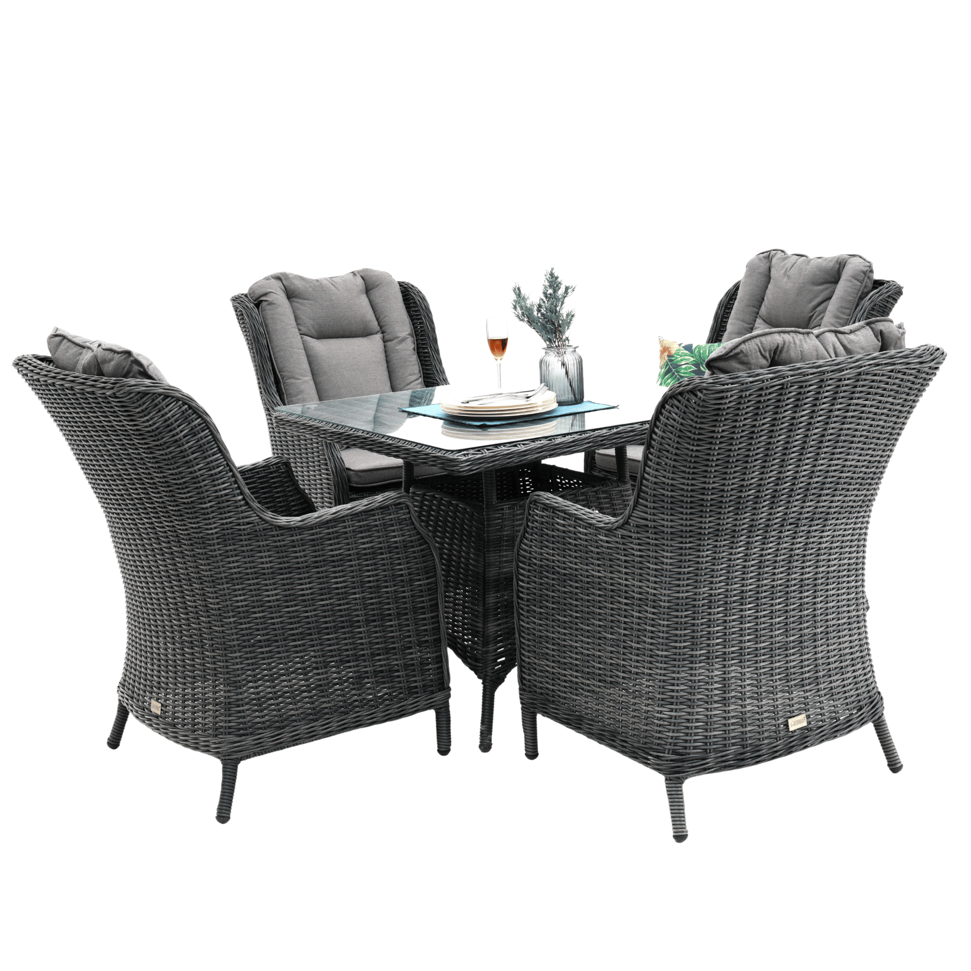 San Jose 5-piece Outdoor Wicker Dining Setting - Castle Grey