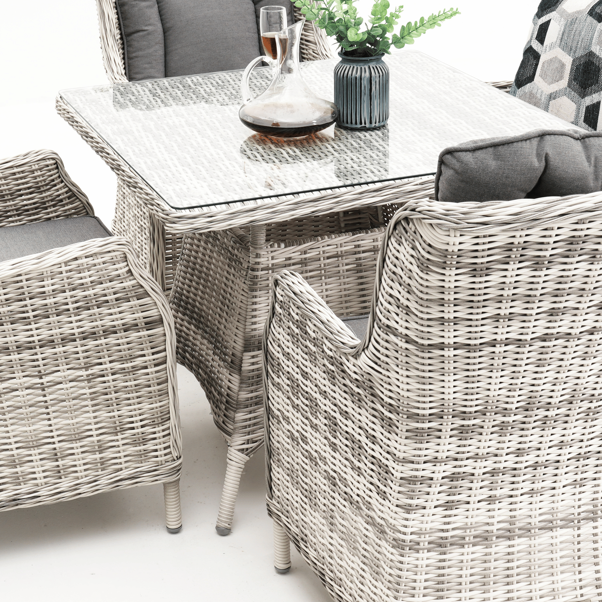 San Jose 90cm Square Outdoor Wicker Dining Table - Zen White