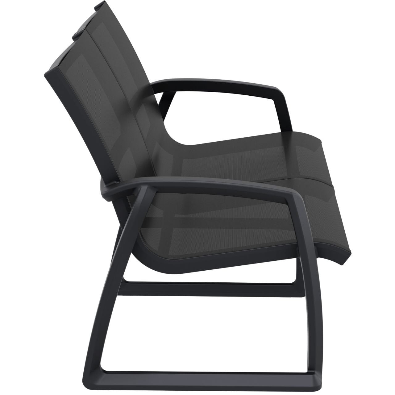 Side view of Siesta Pacific 2-Seater Lounge Chair - Black - Commercial Grade