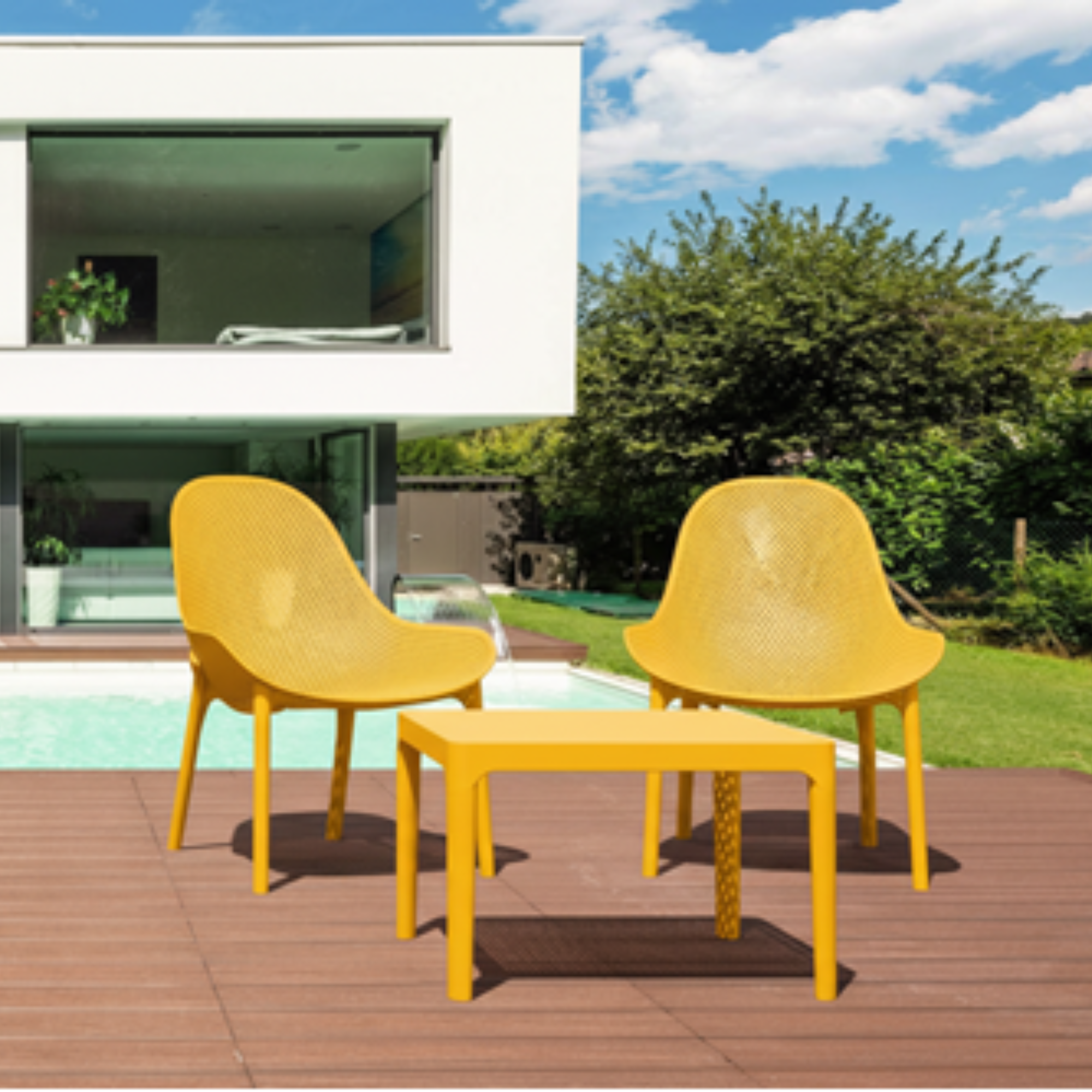 Siesta Sky 3piece Outdoor Lounge Set - 2 Chairs & Side Table - Mango