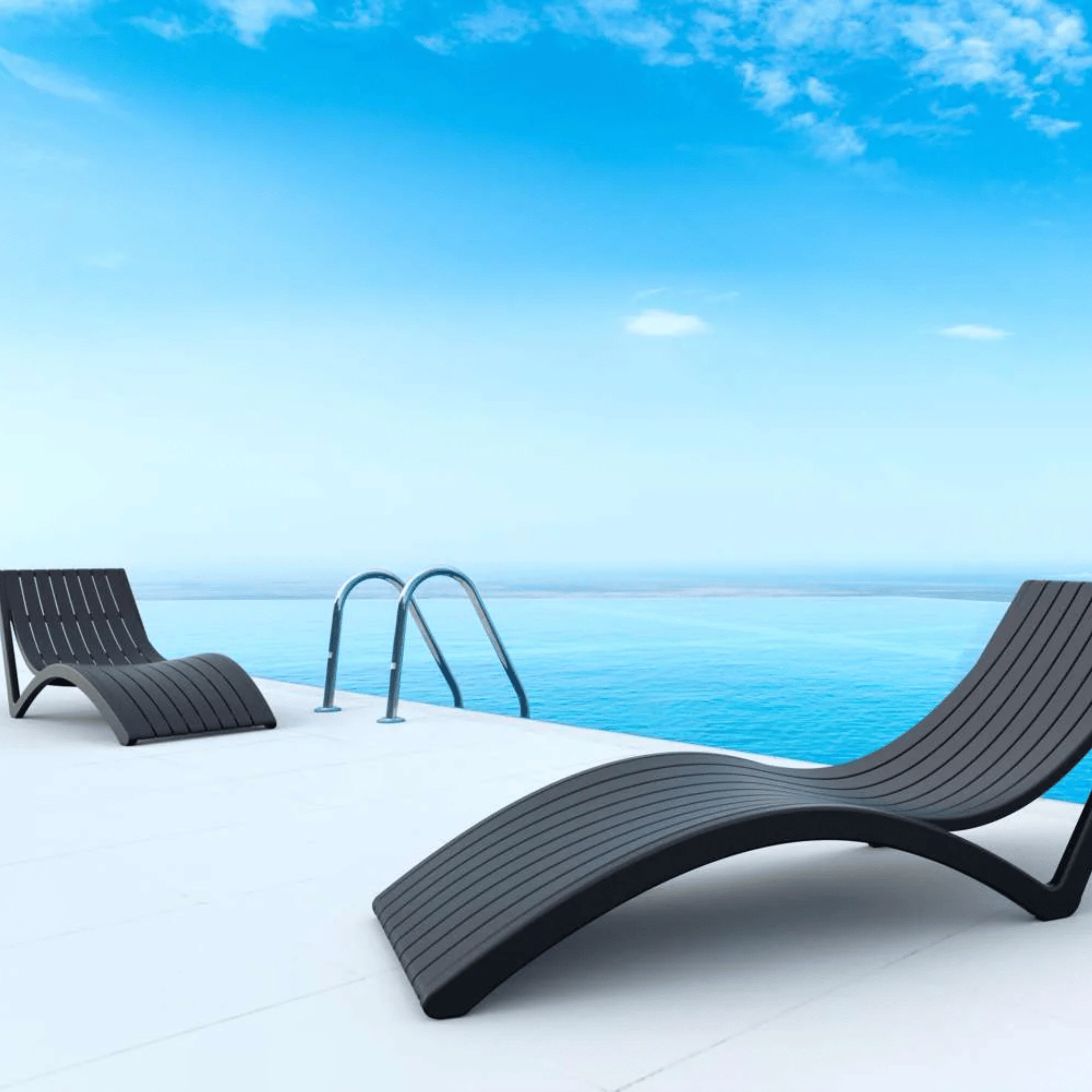 Siesta Slim Sunlounge - Black - Commercial Grade