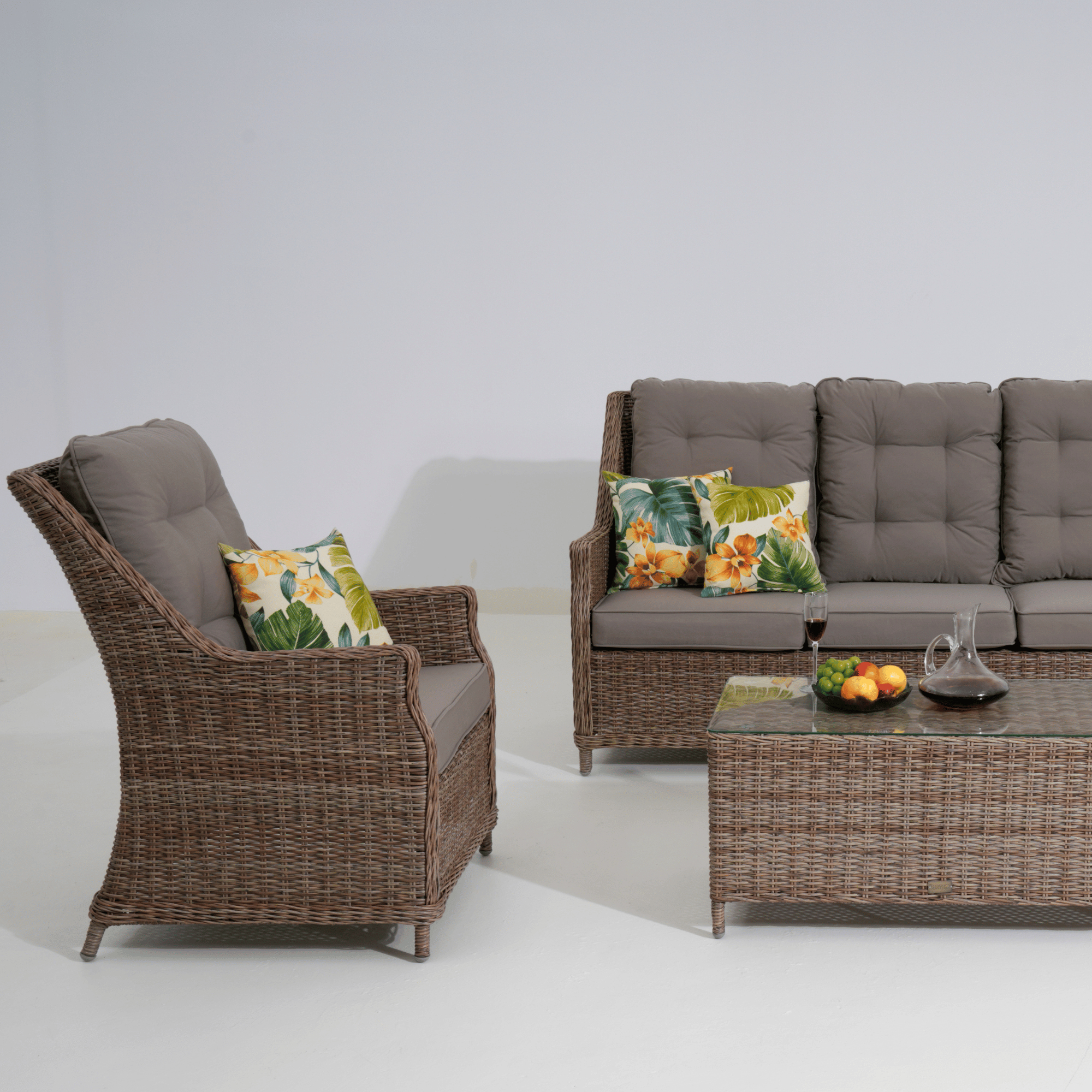 Swiss 4-piece Outdoor Wicker Lounge Set with 3-seater - Marina Wicker