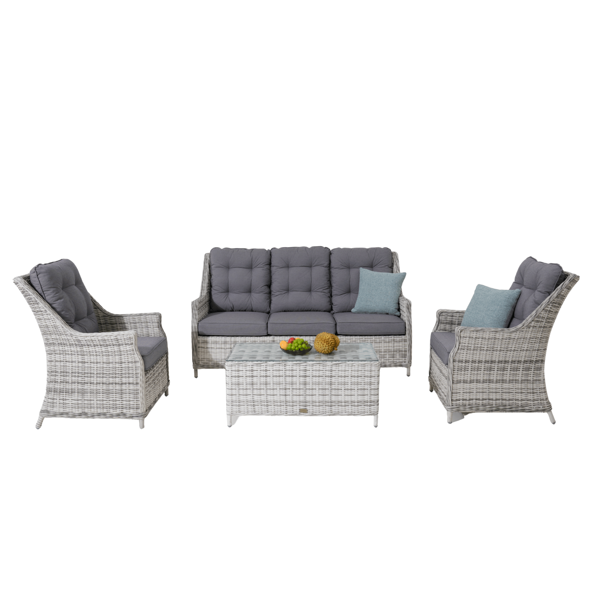 Swiss 4-piece Outdoor Wicker Lounge Set with 3-seater - Zen White Wicker