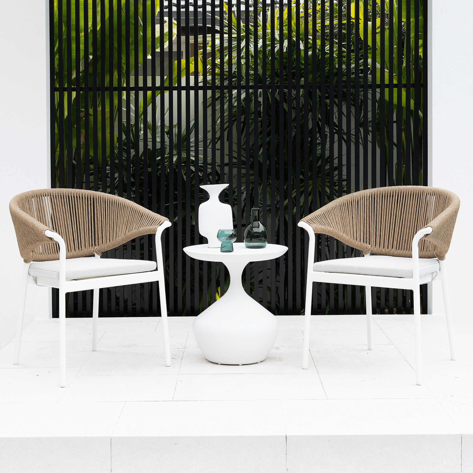 Ubud & Celia 48cm Round 3pce Occasional Setting - White