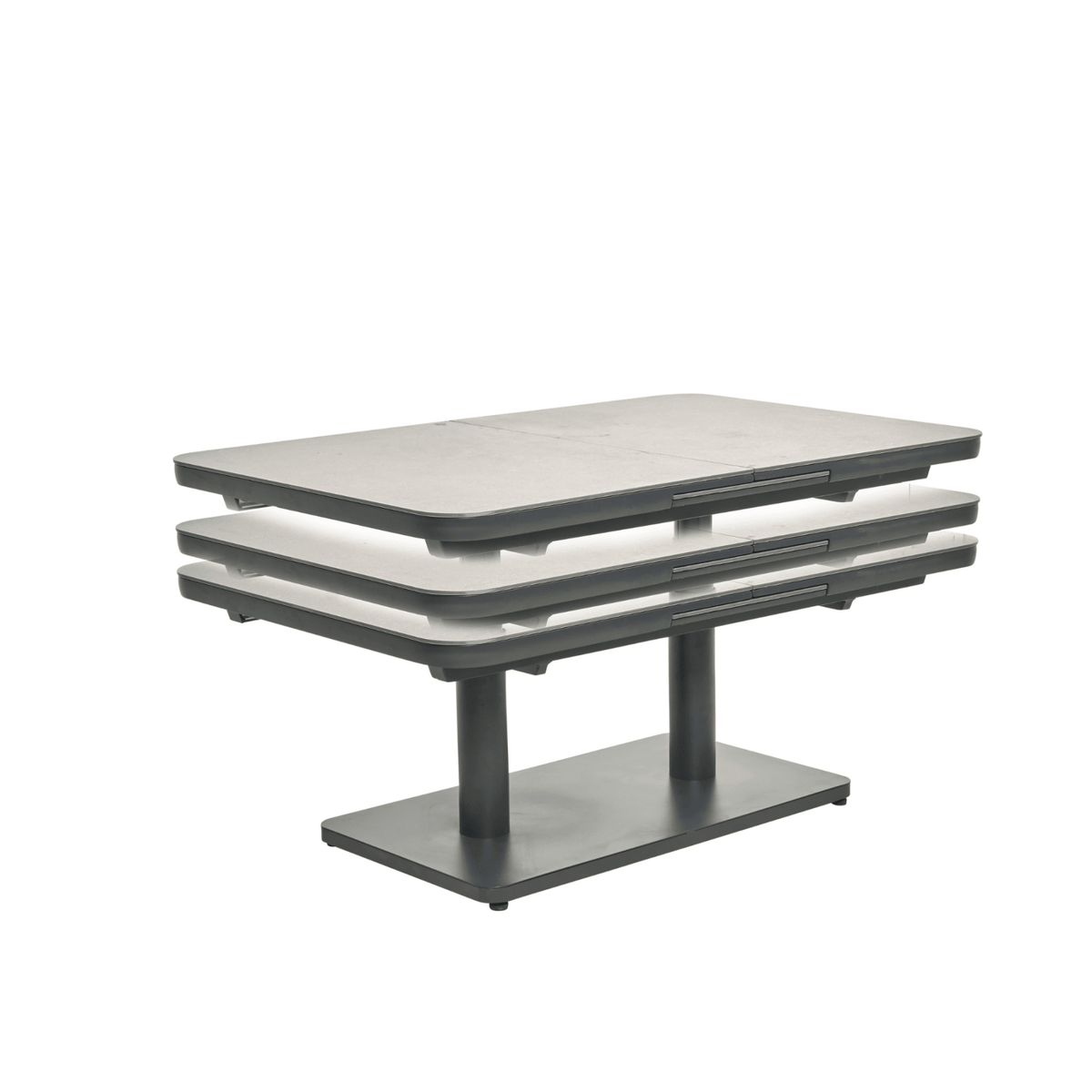 Ashton Adjustable Height & Extendable 140-180x90cm Coffee to Dining Table - Charcoal - Lume Outdoor Living
