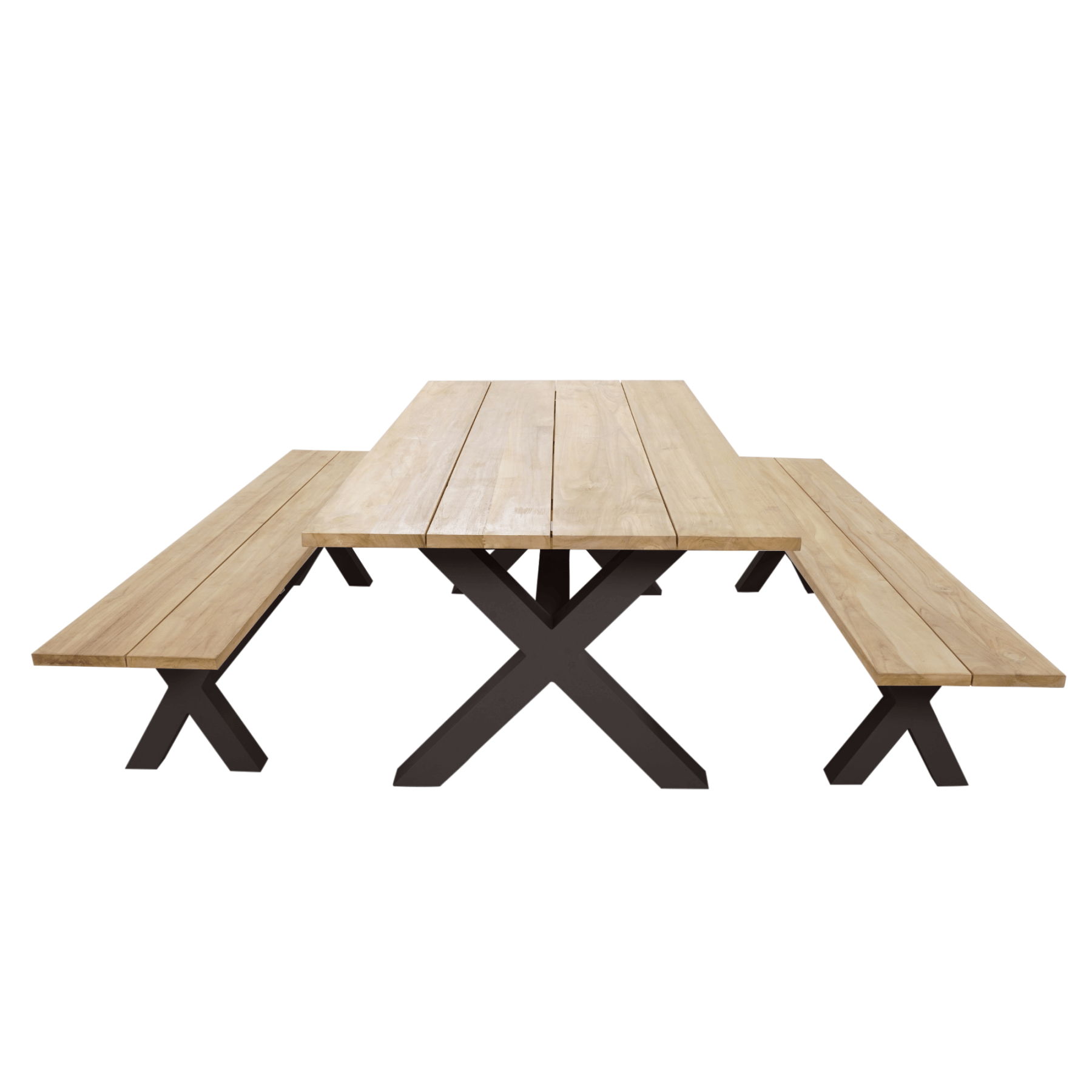 End view Bellona 210cm outdoor bench setting - charcoal - Lume Outdoor Living