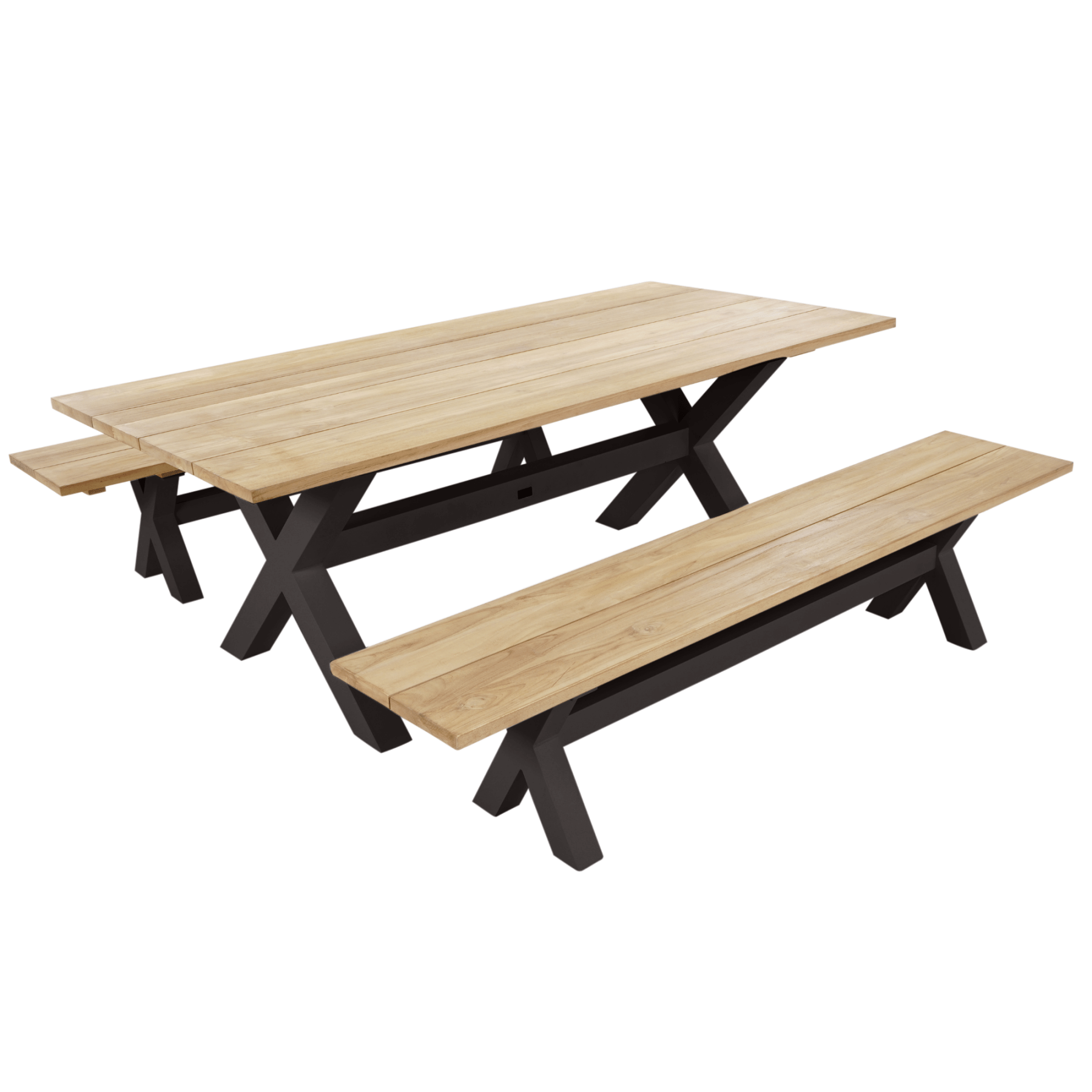 Bellona 210cm outdoor bench setting - charcoal - Lume Outdoor Living