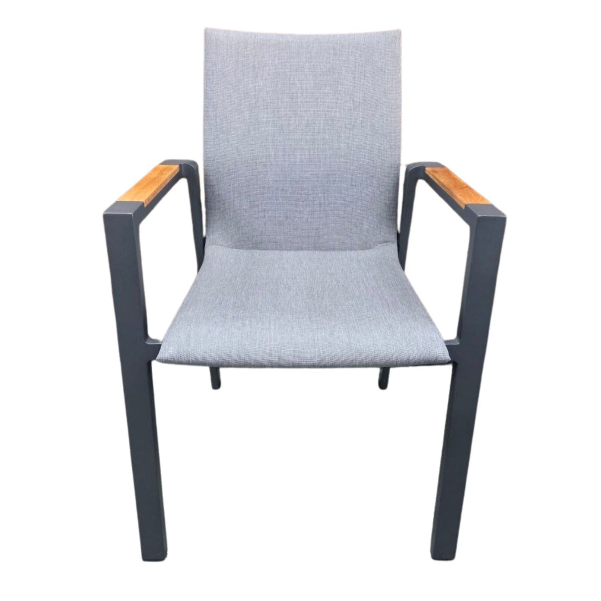 Bronte Teak Detail Dining Chair - Charcoal/Charcoal - Lume Outdoor Living