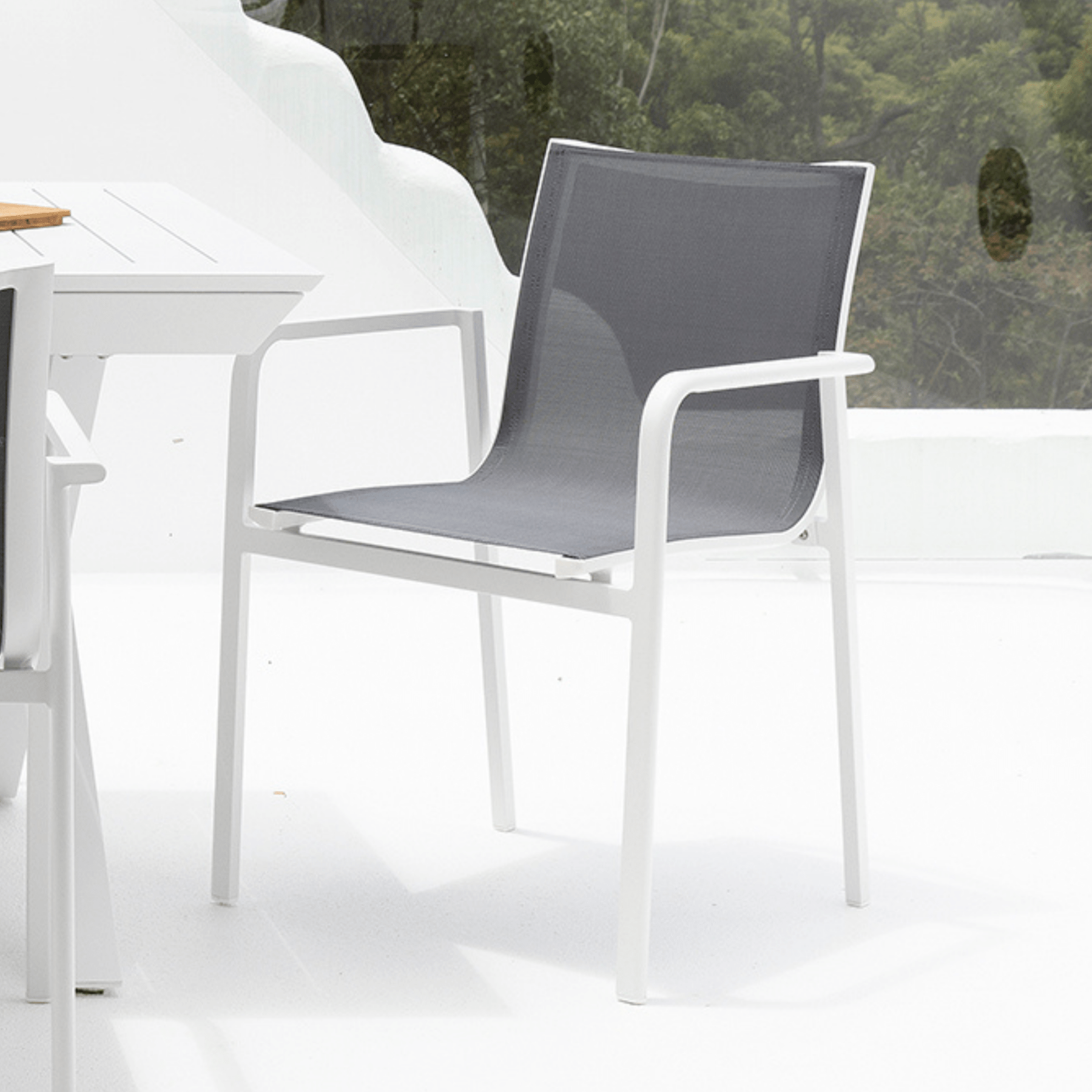 Chic Aluminium Outdoor Dining Chair - White/Dark Grey - Lume Outdoor Living