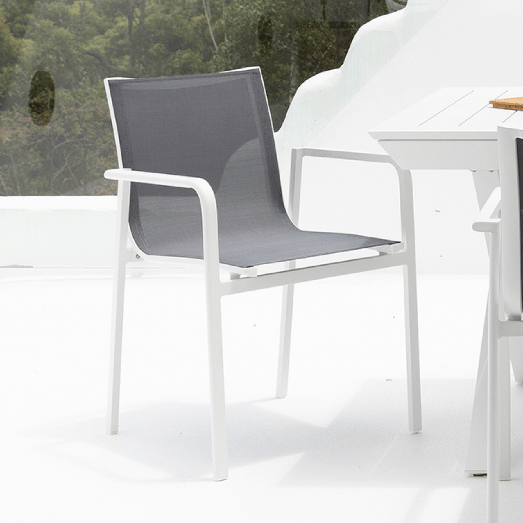 Chic Aluminium Outdoor Dining Chair - White/Dark Grey - Lume Outdoor Living