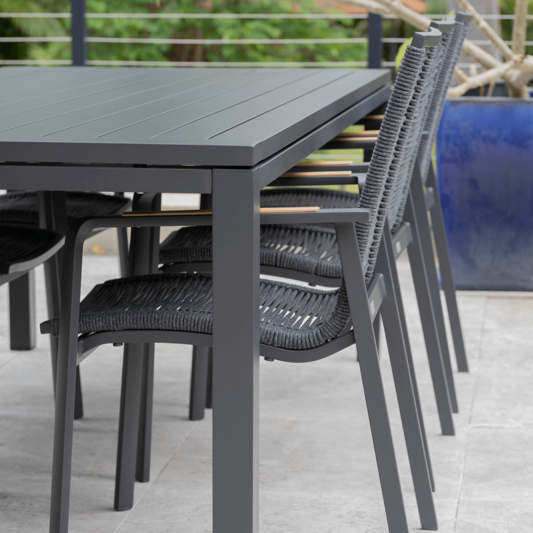 Diamond Rope & Aluminium Outdoor Dining Chair - Charcoal - Lume Outdoor Living