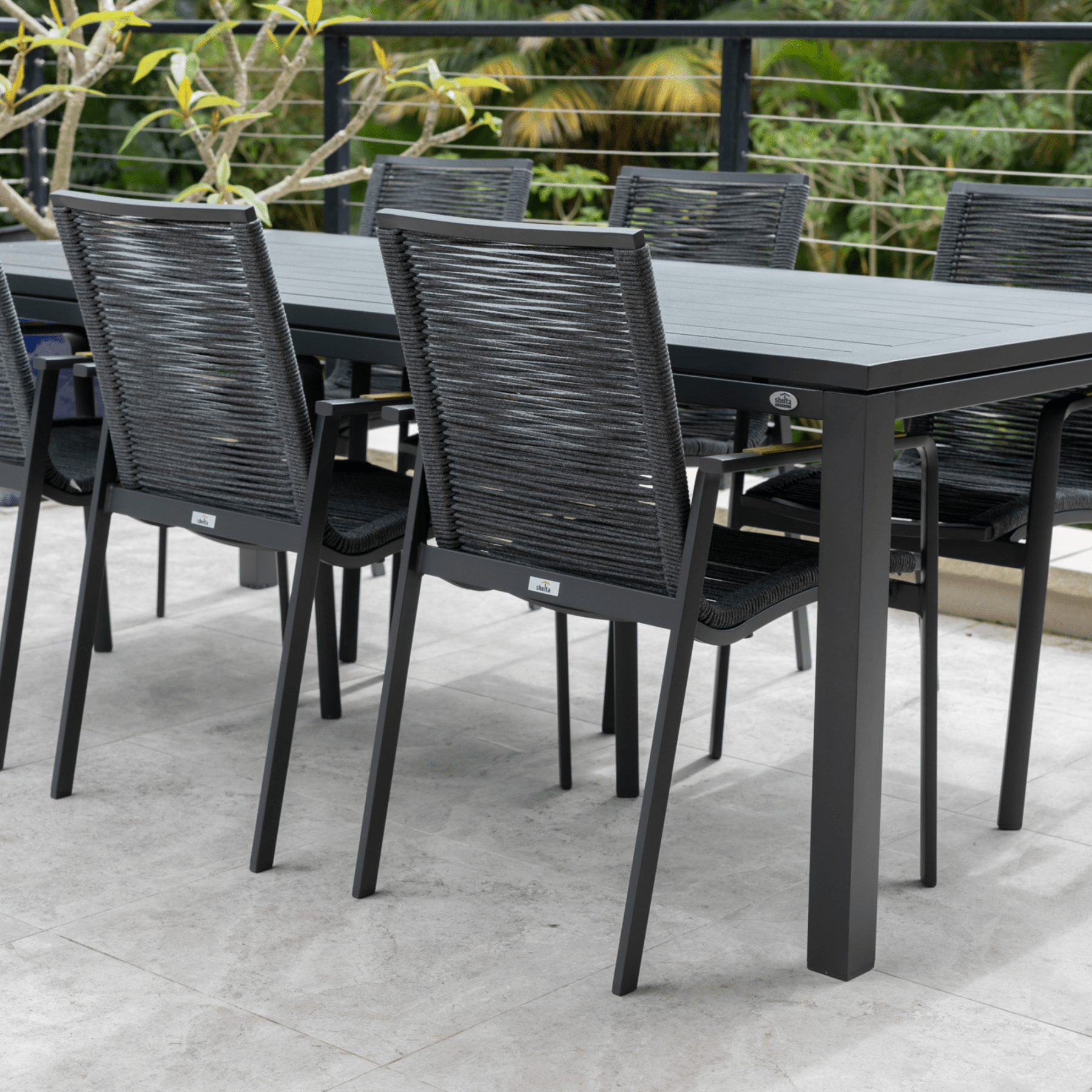 Diamond Rope & Aluminium Outdoor Dining Chair - Charcoal - Lume Outdoor Living