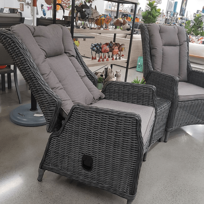 Eldorado wicker recliner with footstool - 2 piece outdoor lounge set - Lume Outdoor Living